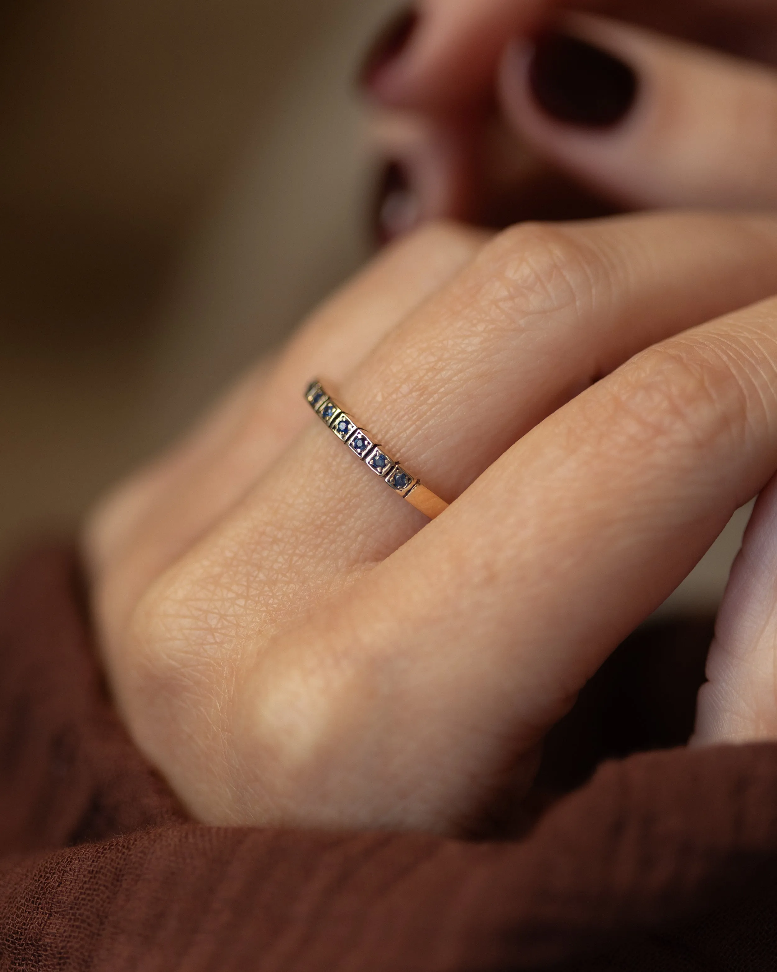 Maria 1970 Vintage 9ct Gold Sapphire Half Eternity Ring sold by Rock n Rose product image thumbnail 3