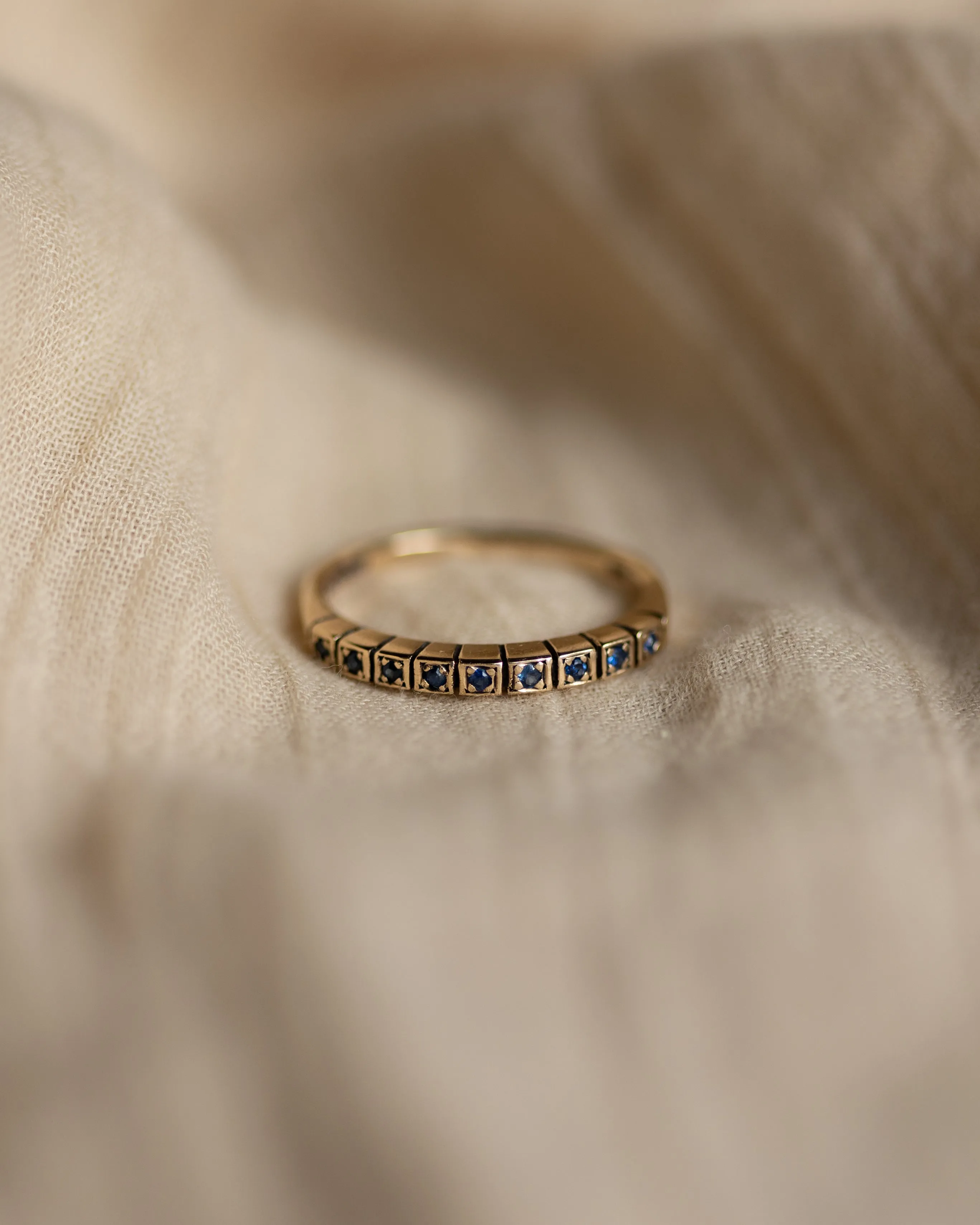 Maria 1970 Vintage 9ct Gold Sapphire Half Eternity Ring sold by Rock n Rose