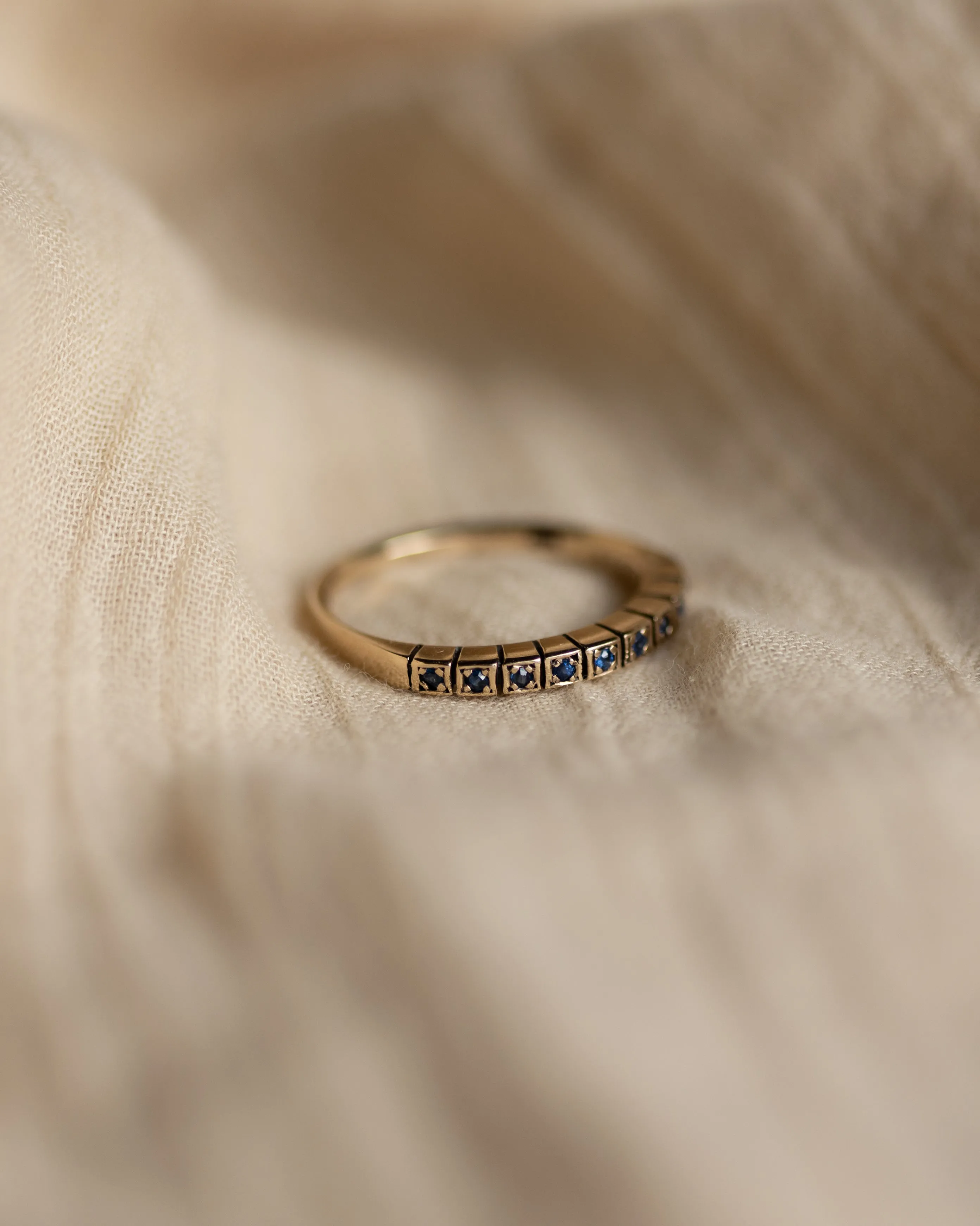 Maria 1970 Vintage 9ct Gold Sapphire Half Eternity Ring sold by Rock n Rose product image thumbnail 4