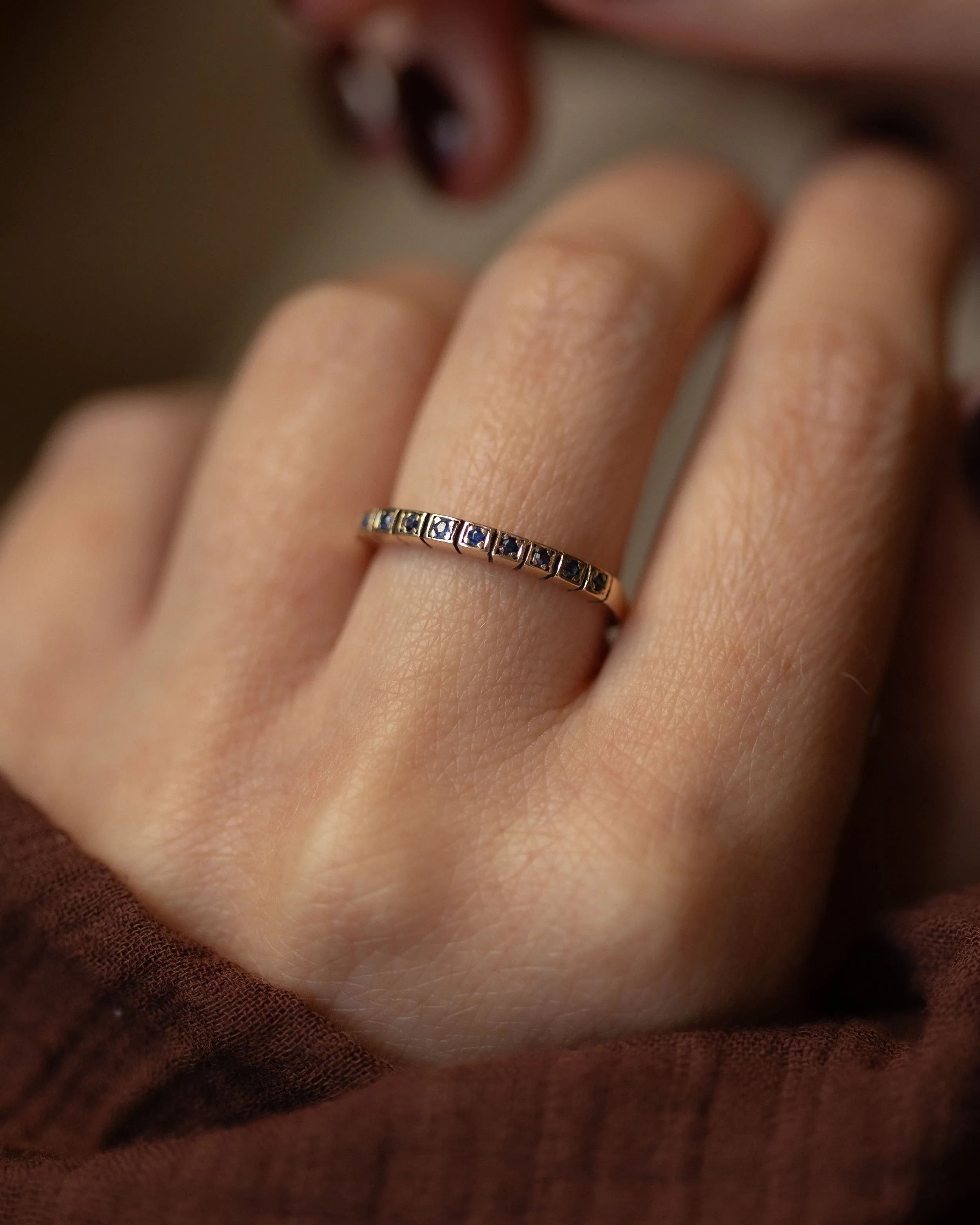 Maria 1970 Vintage 9ct Gold Sapphire Half Eternity Ring sold by Rock n Rose product image thumbnail 2