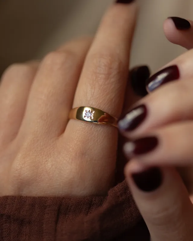 Carmen Vintage 9ct Gold Star Set Diamond Ring sold by Rock n Rose
