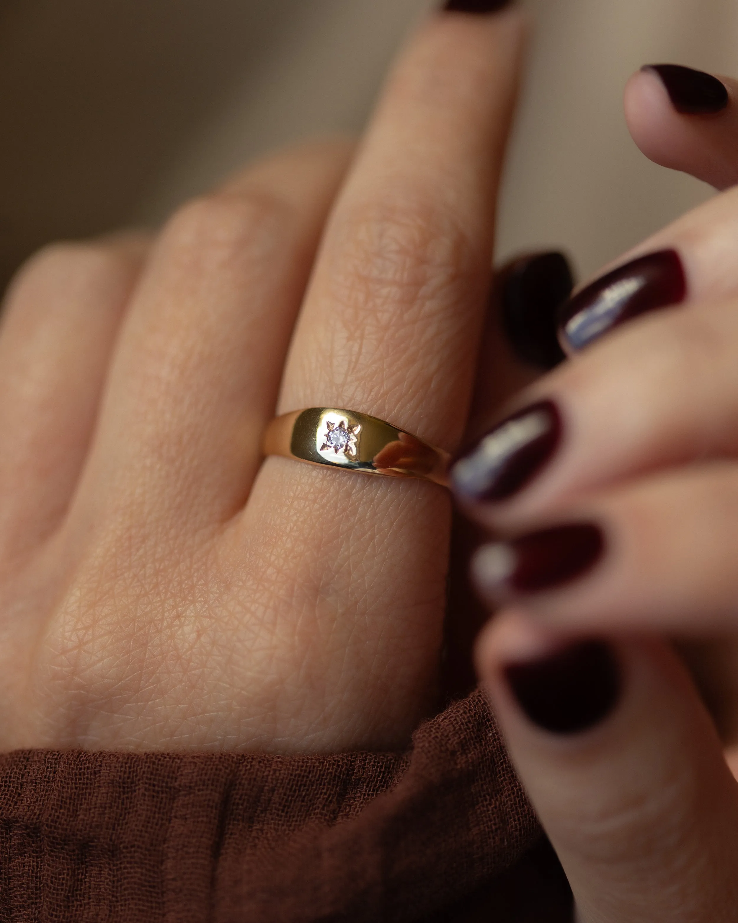 Carmen Vintage 9ct Gold Star Set Diamond Ring sold by Rock n Rose