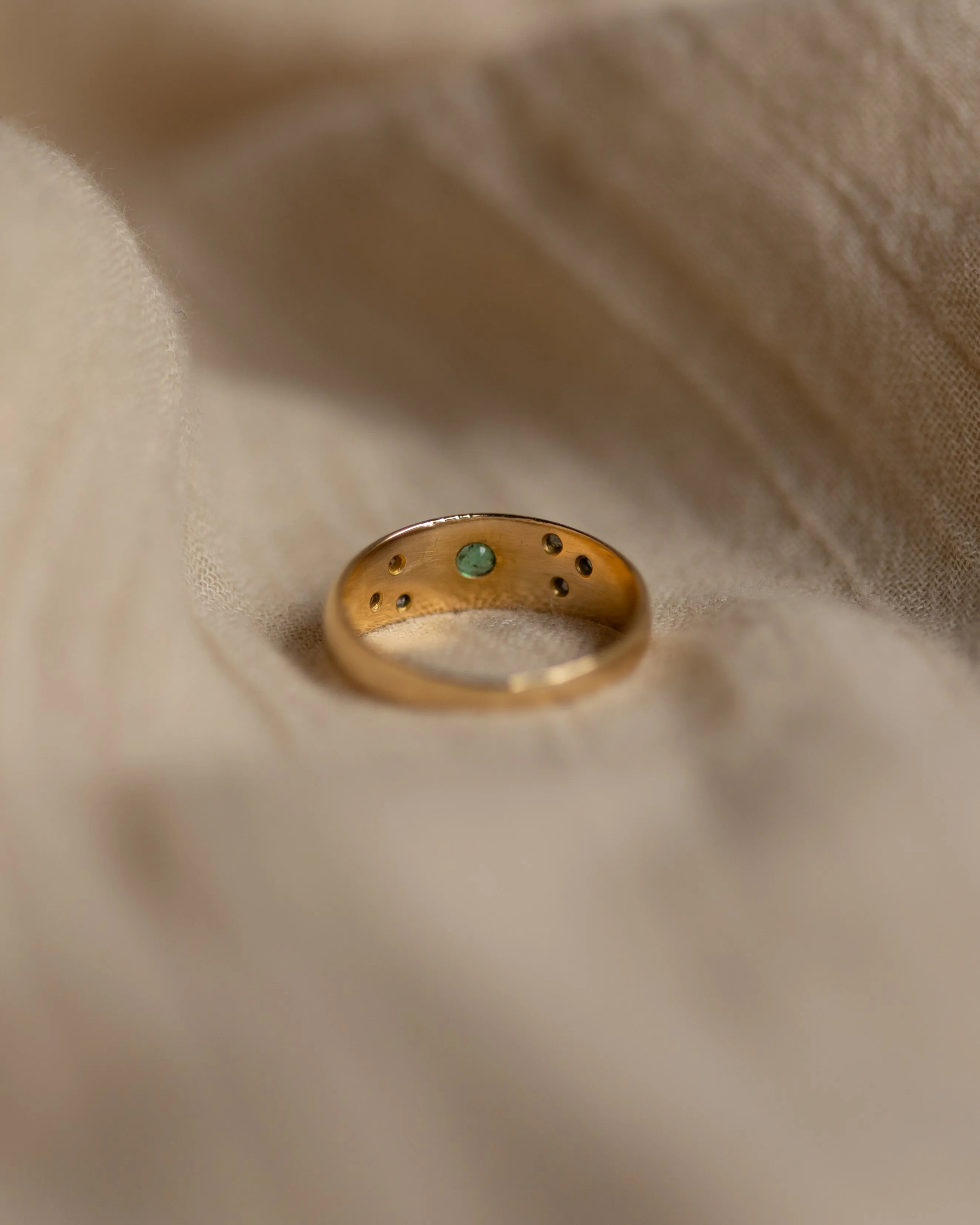 Primrose Antique 18ct Gold Star Set Emerald & Diamond Ring sold by Rock n Rose product image thumbnail 5