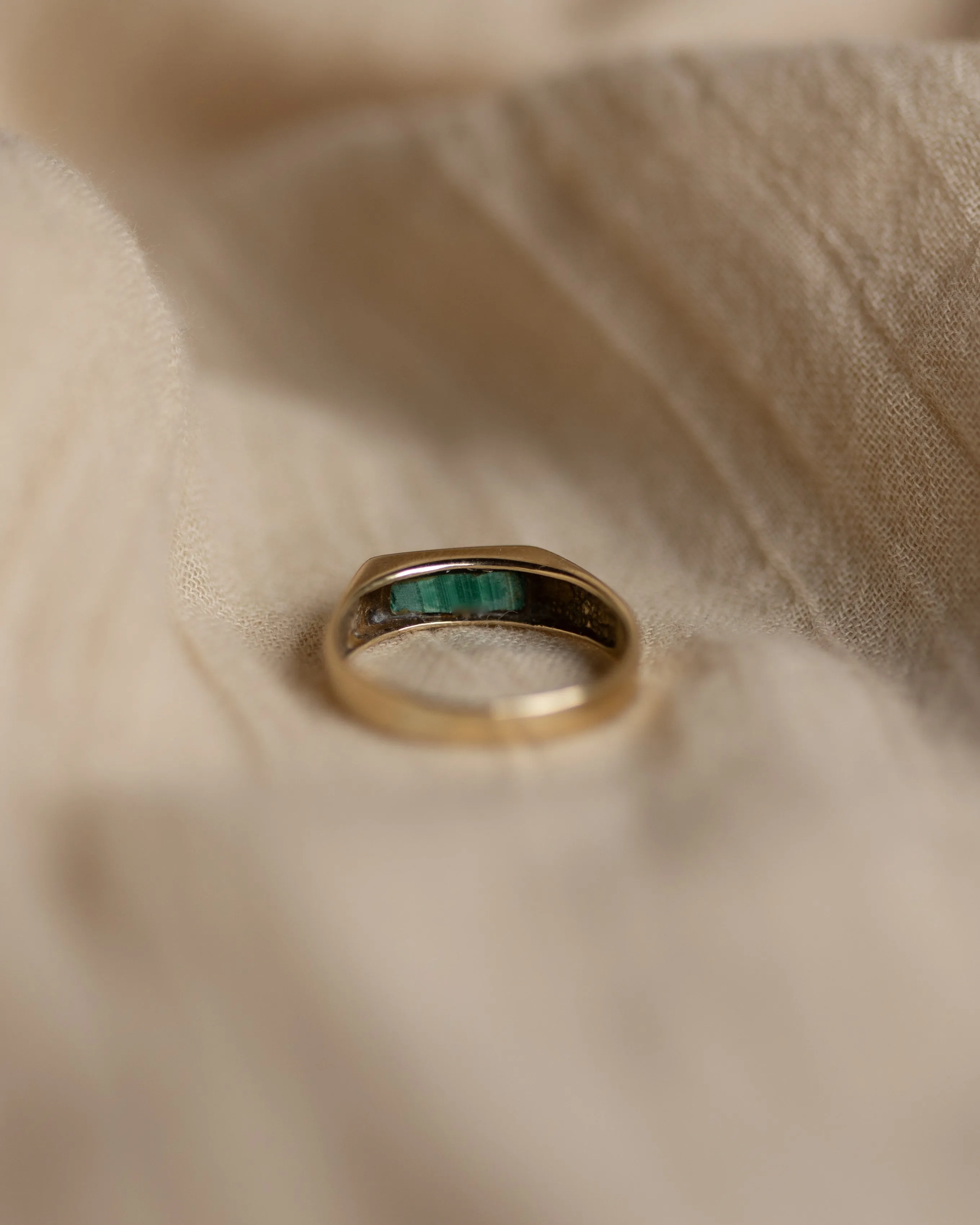 Fernande 1987 Vintage 9ct Gold Malachite Signet Ring sold by Rock n Rose product image thumbnail 5