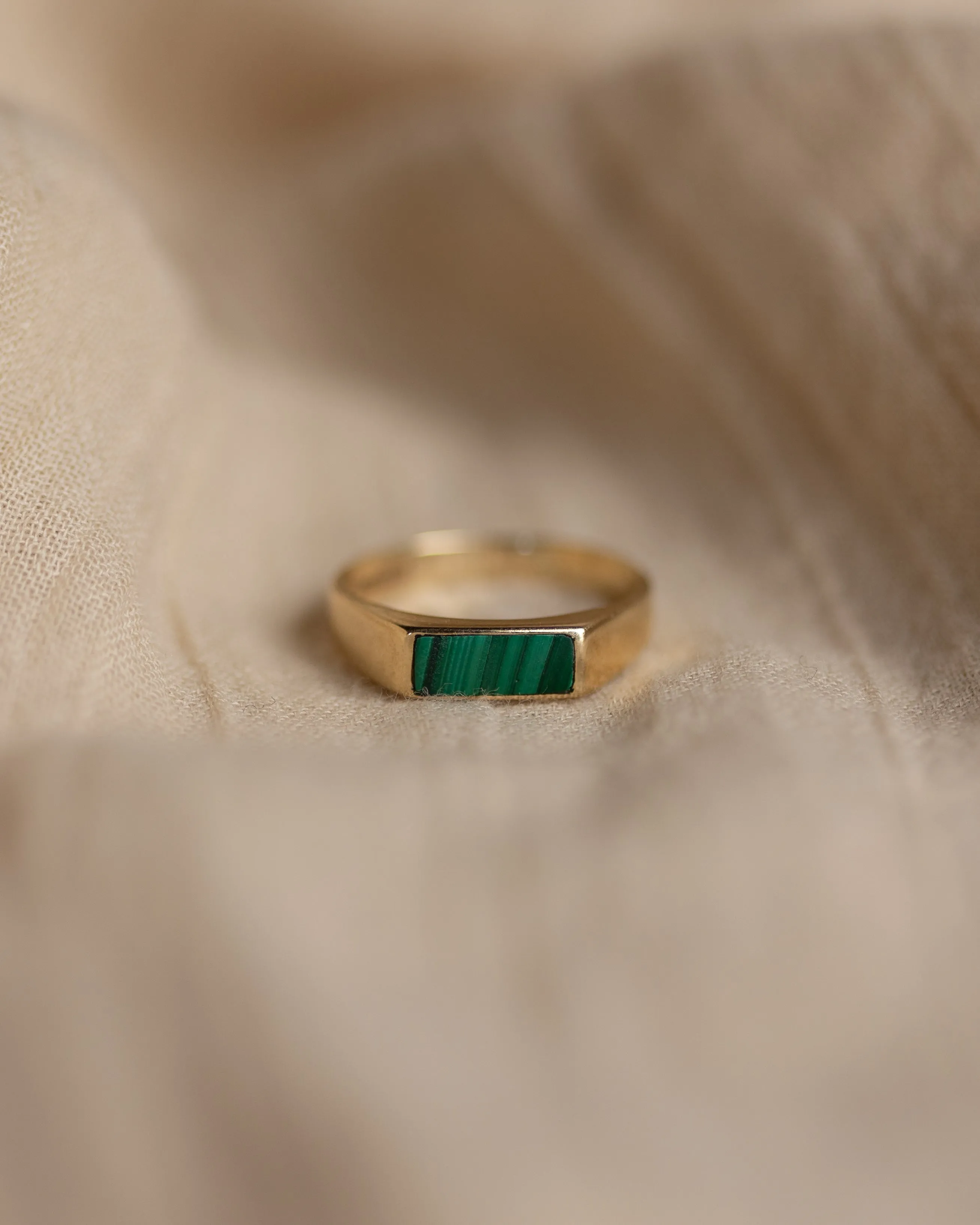 Fernande 1987 Vintage 9ct Gold Malachite Signet Ring sold by Rock n Rose product image thumbnail 3
