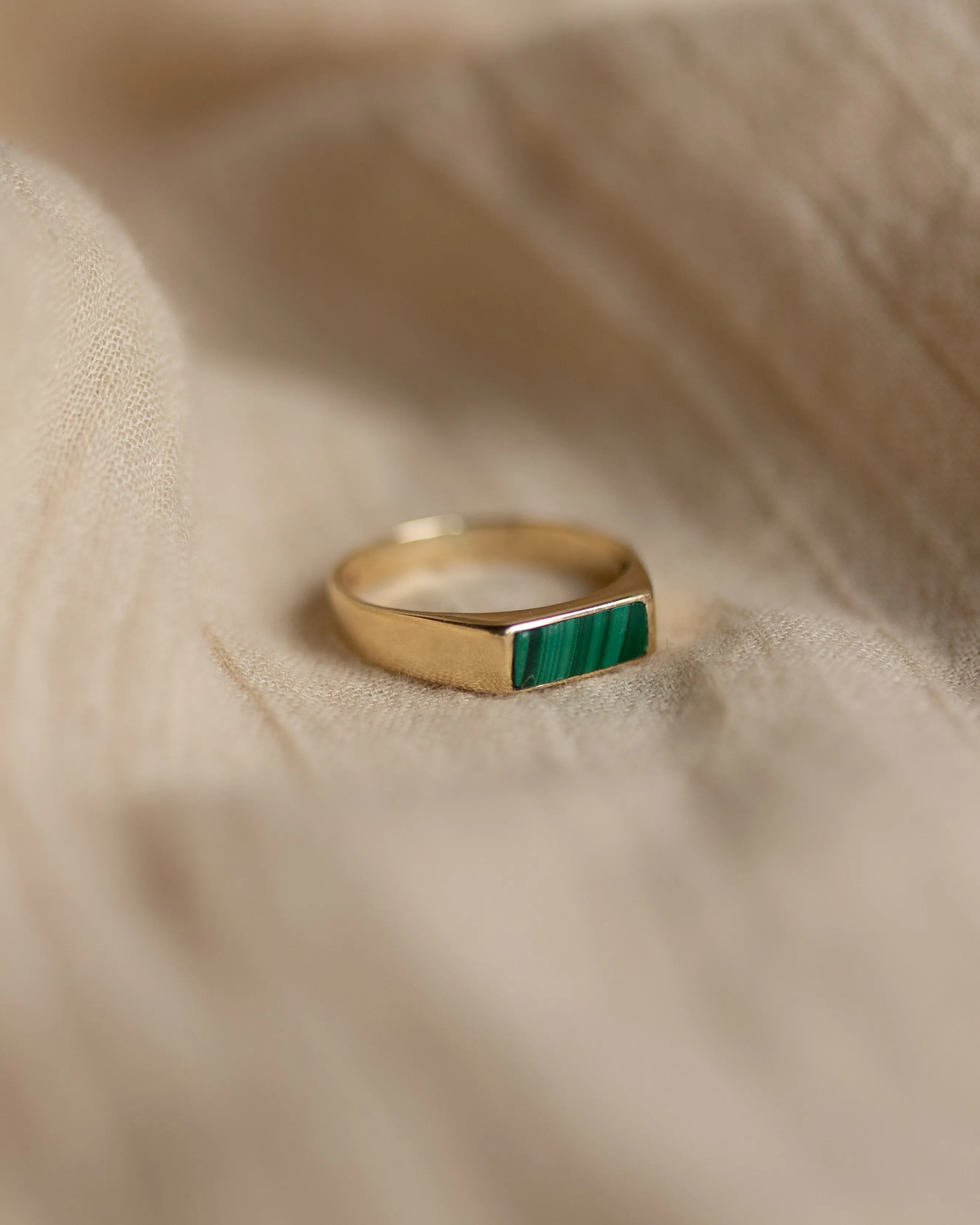Fernande 1987 Vintage 9ct Gold Malachite Signet Ring sold by Rock n Rose product image thumbnail 4