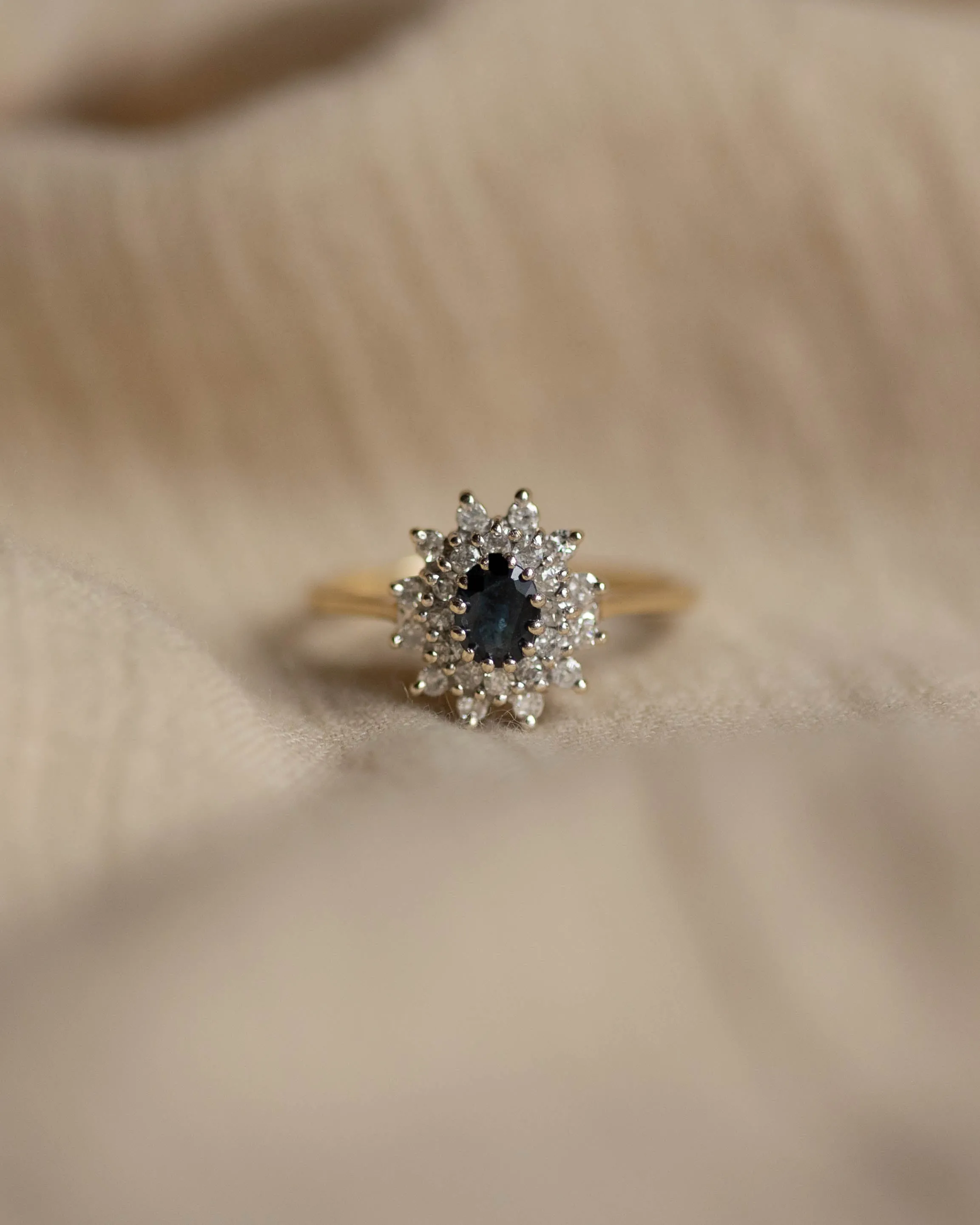 Anne Vintage 9ct Gold Sapphire & Diamond Cluster Ring sold by Rock n Rose product image thumbnail 5