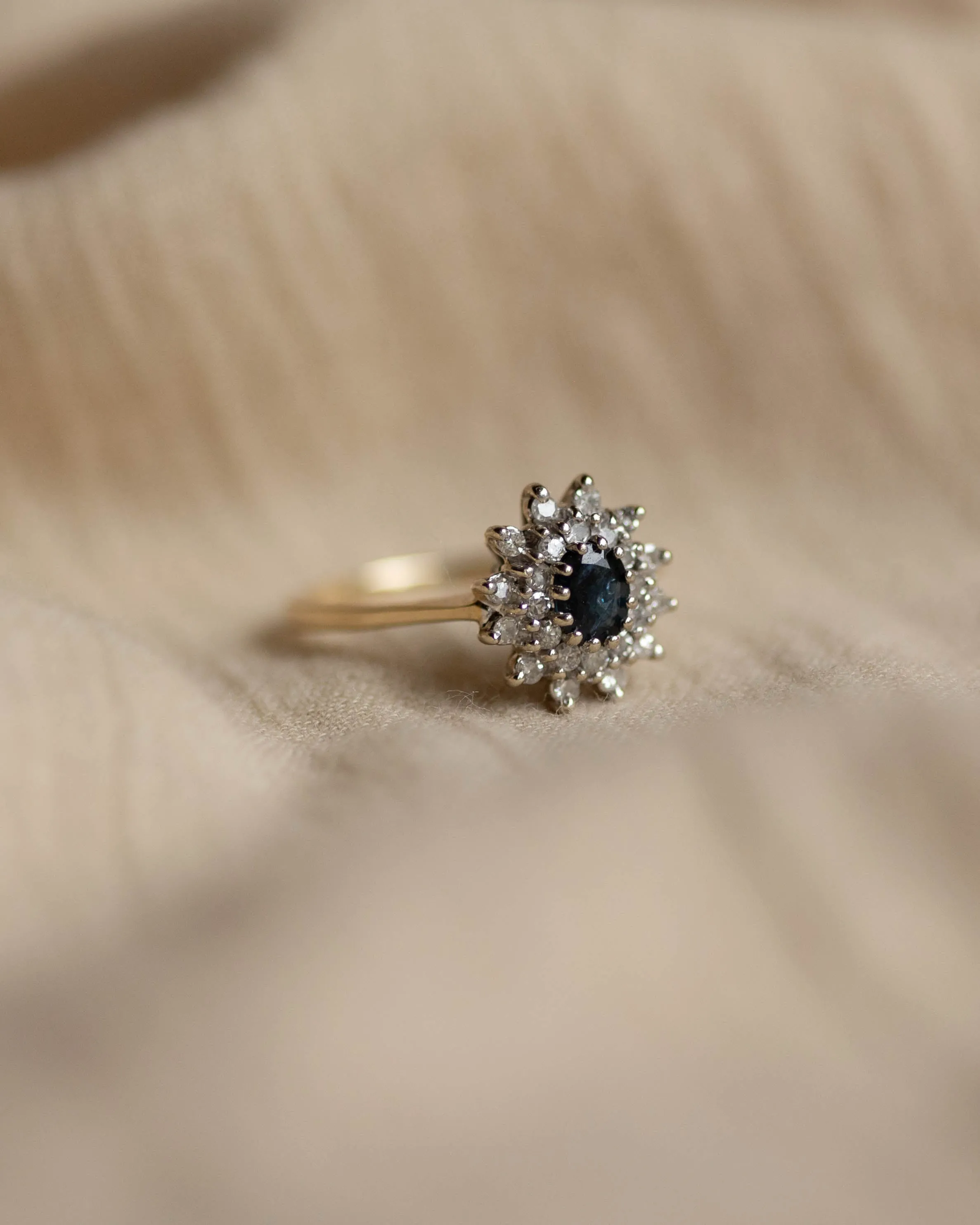 Anne Vintage 9ct Gold Sapphire & Diamond Cluster Ring sold by Rock n Rose product image thumbnail 4