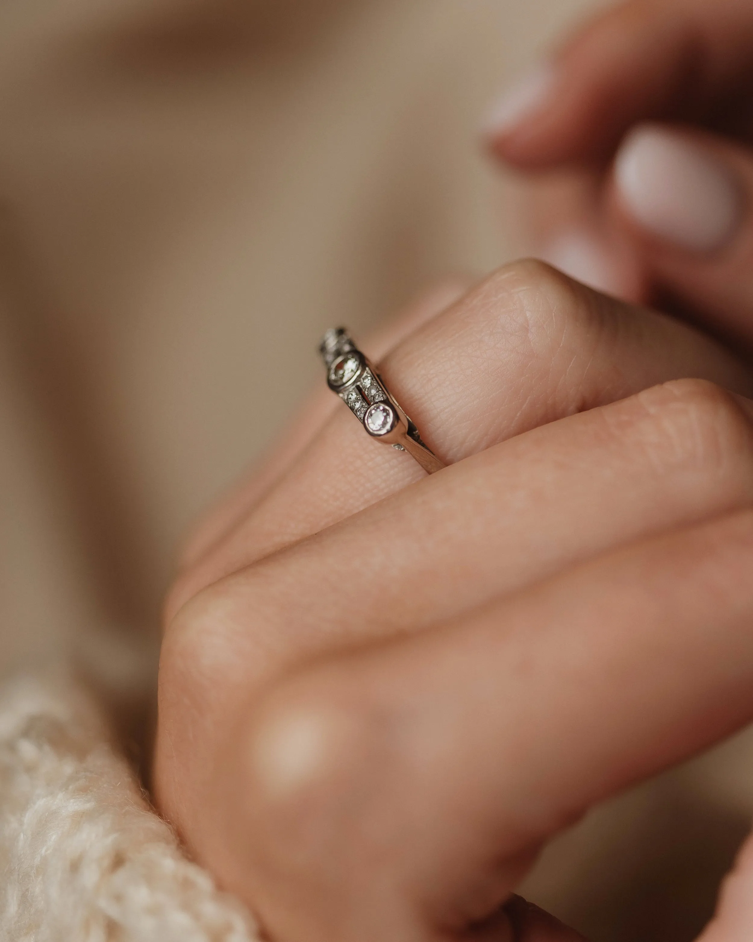 Eugénie 1977 Vintage 18ct White Gold Diamond Trilogy Ring sold by Rock n Rose product image thumbnail 3