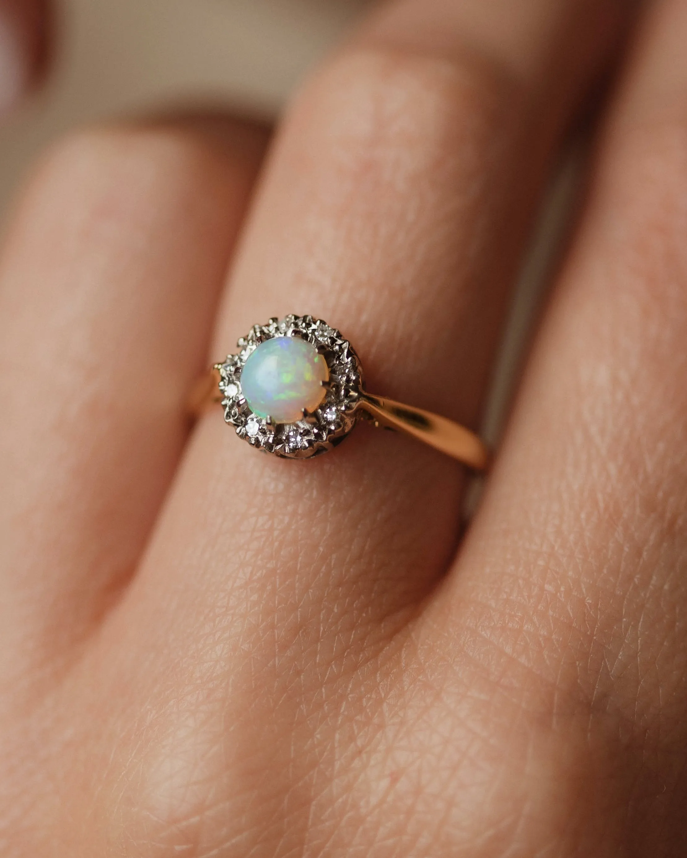 Elzbieta 1971 Vintage 18ct Gold Opal & Diamond Cluster Ring sold by Rock n Rose product image thumbnail 2