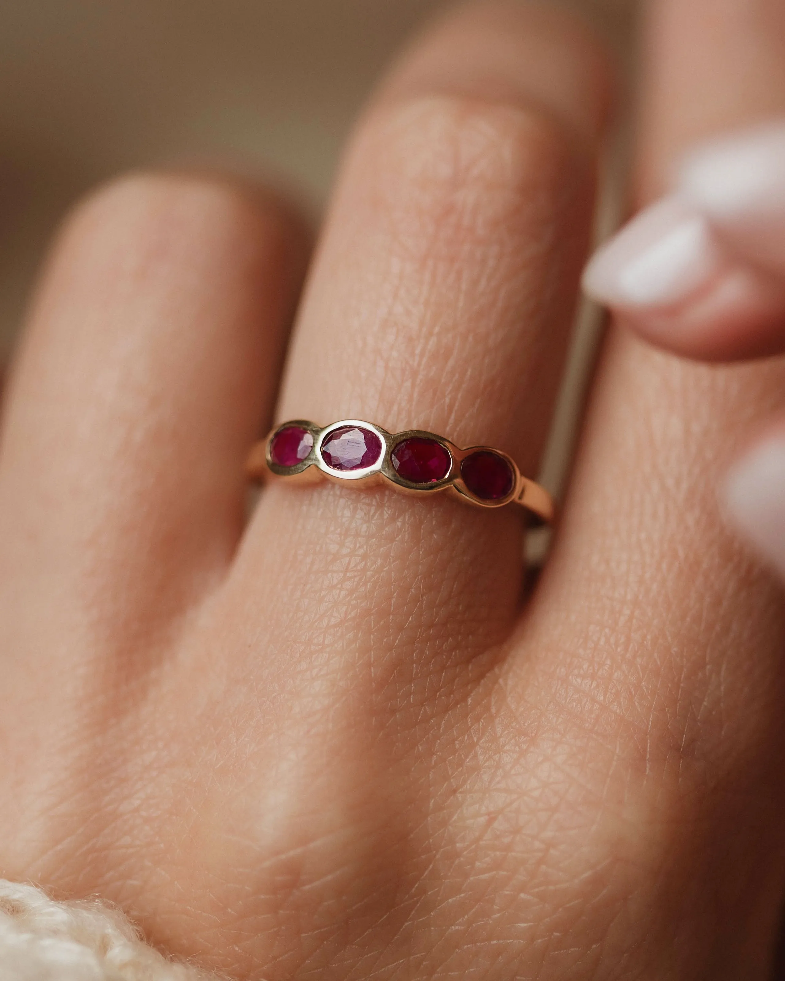 Molly Vintage 9ct Gold Ruby Four Stone Ring sold by Rock n Rose product image thumbnail 2