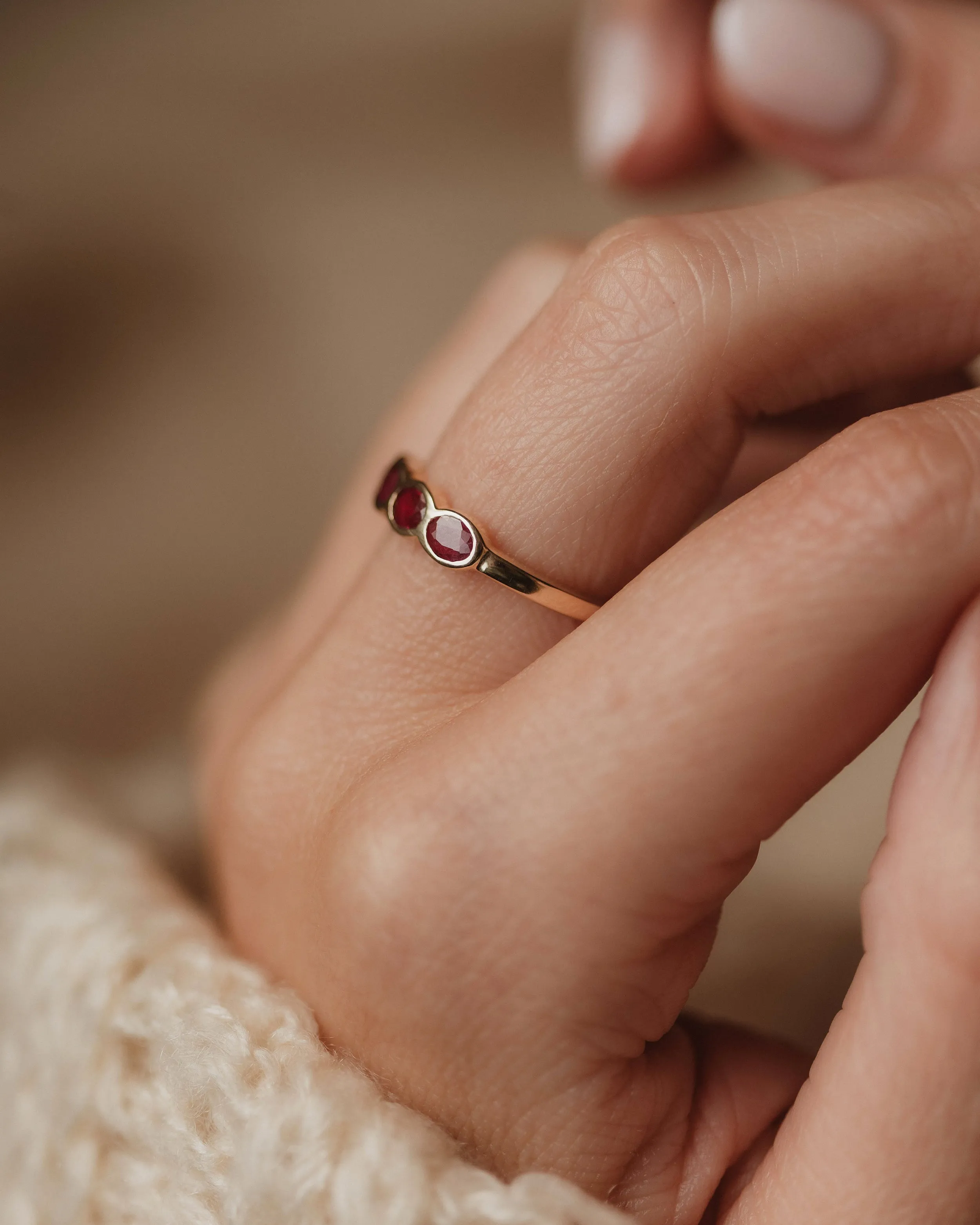 Molly Vintage 9ct Gold Ruby Four Stone Ring sold by Rock n Rose product image thumbnail 3