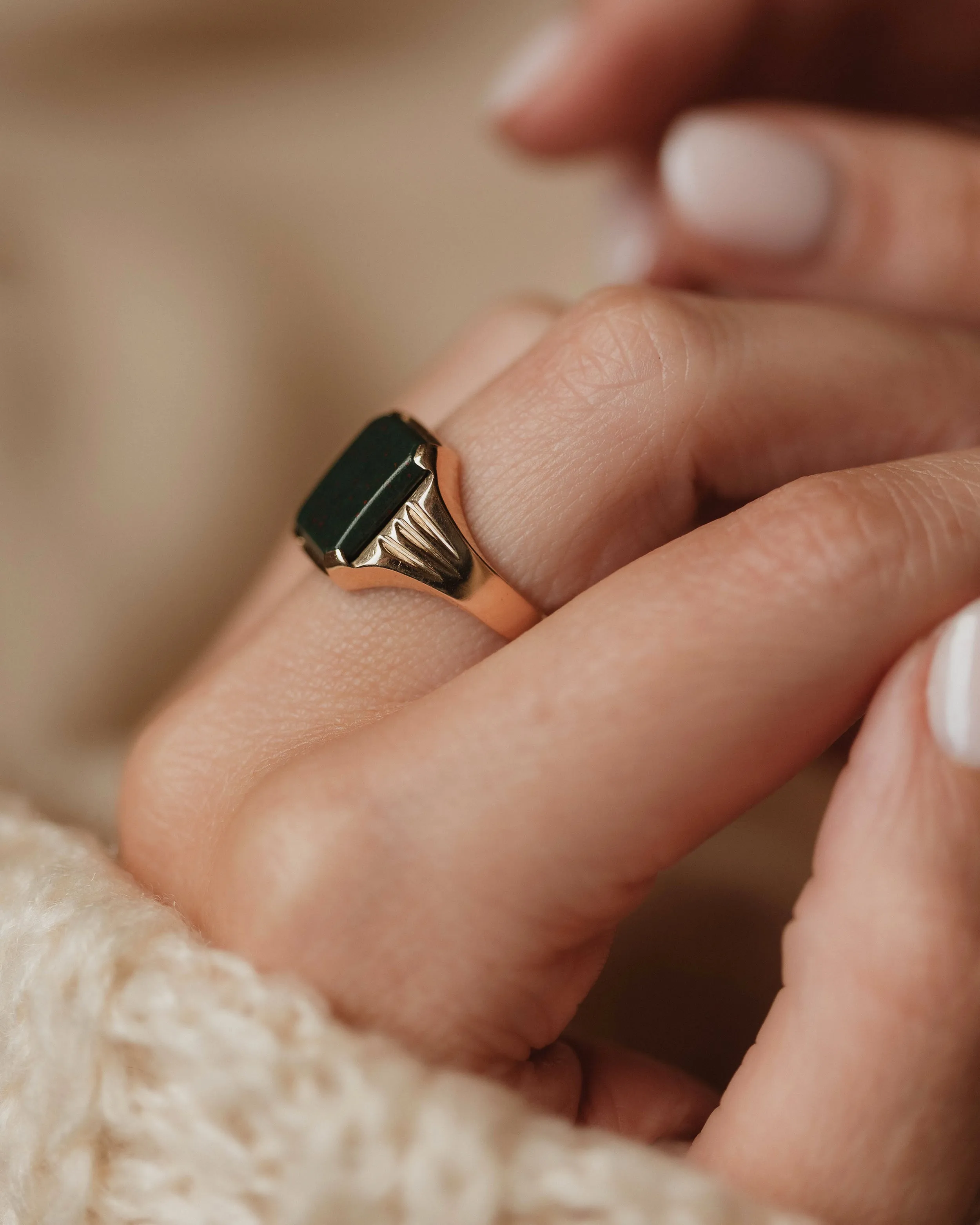 Clare 1968 Vintage 9ct Gold Bloodstone Signet Ring sold by Rock n Rose product image thumbnail 4