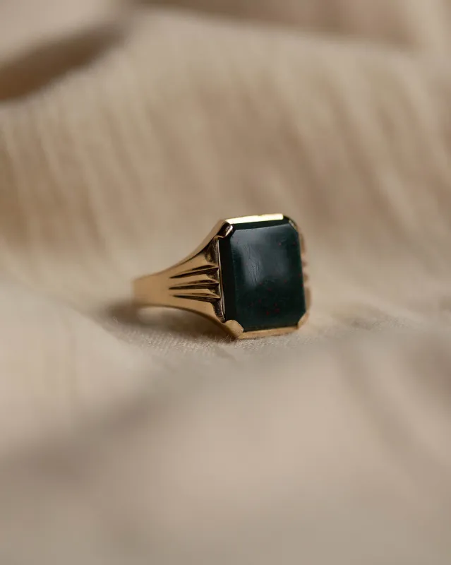Clare 1968 Vintage 9ct Gold Bloodstone Signet Ring sold by Rock n Rose