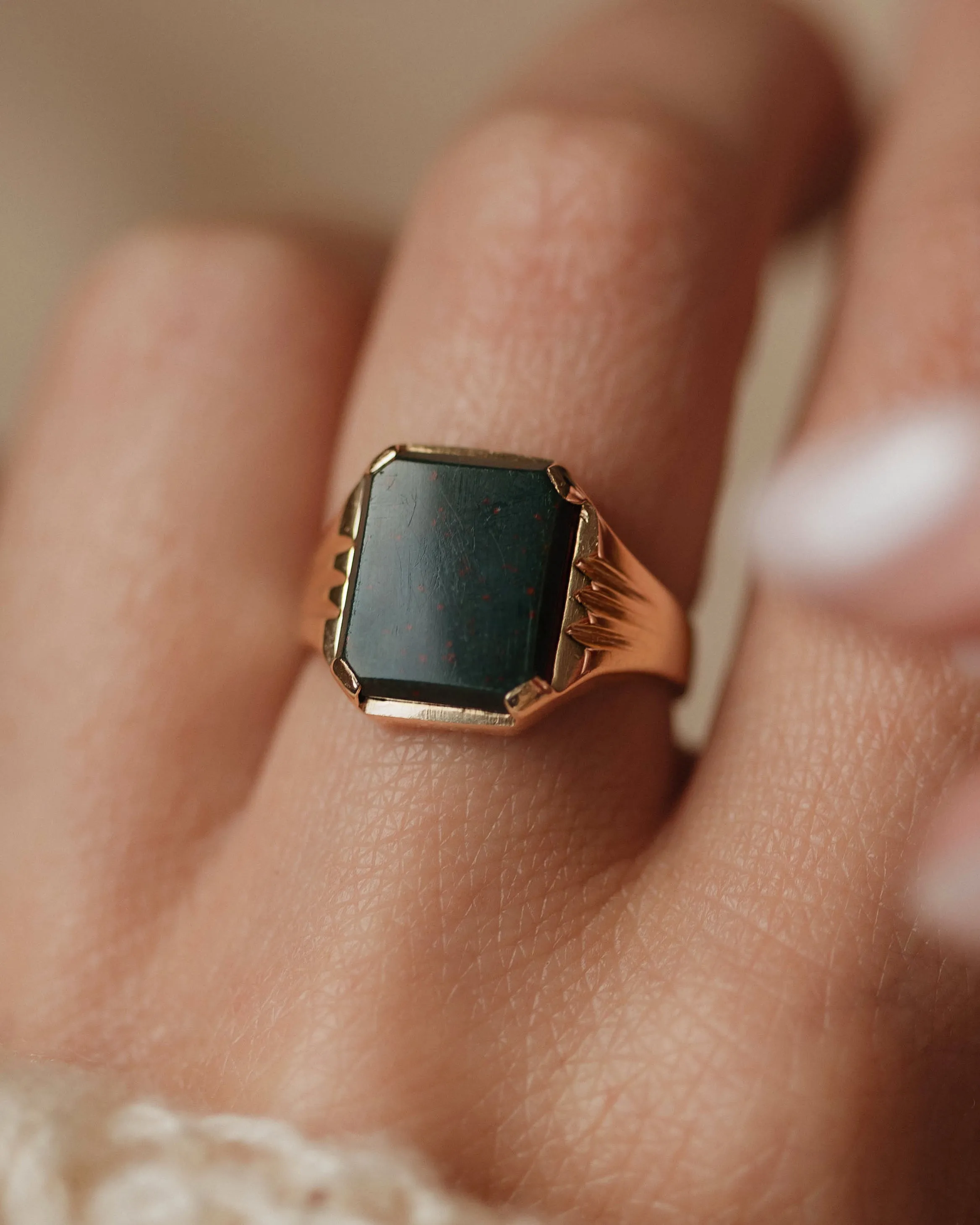 Clare 1968 Vintage 9ct Gold Bloodstone Signet Ring sold by Rock n Rose product image thumbnail 3