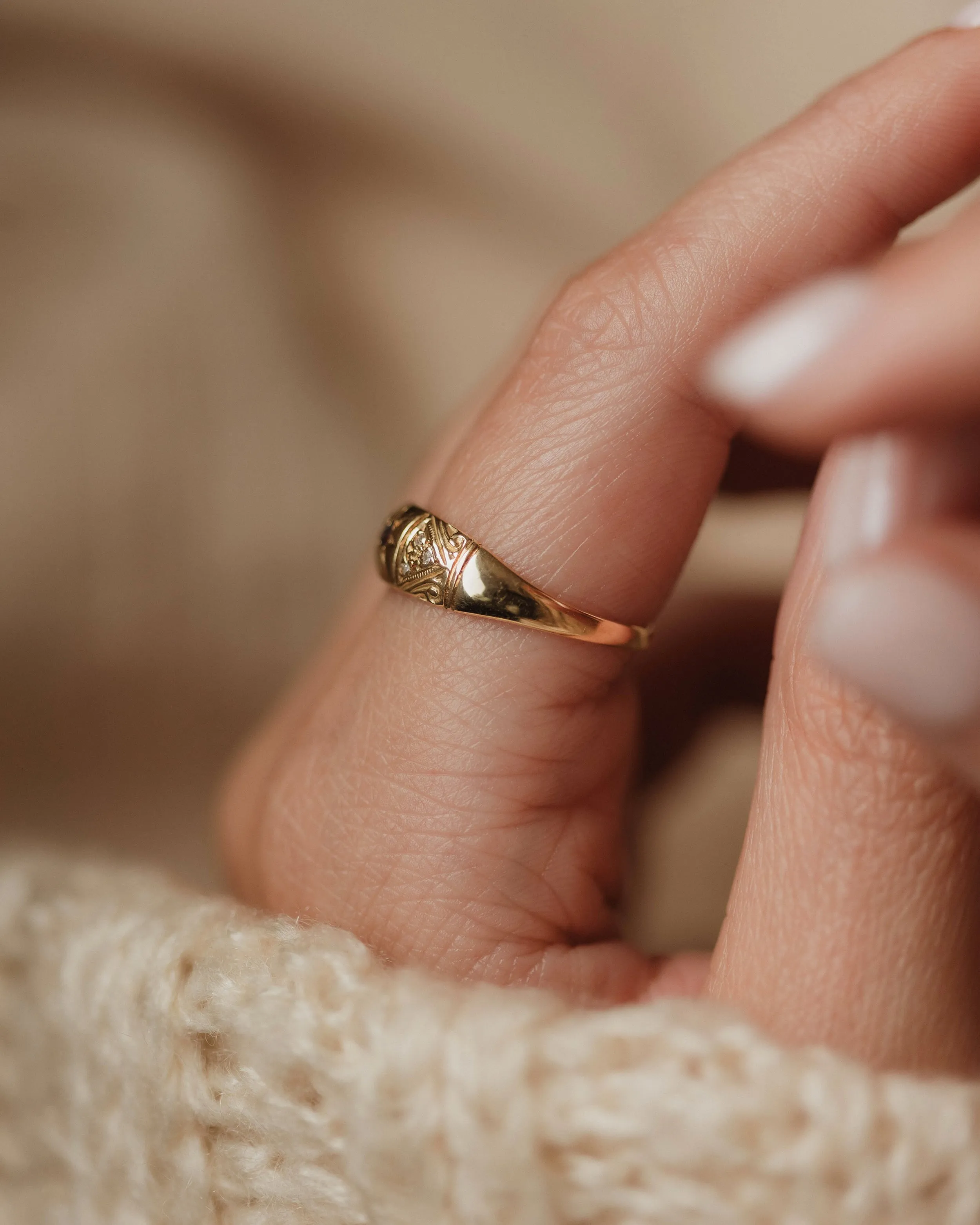 Simone Antique 18ct Gold Sapphire & Diamond Seven Stone Ring sold by Rock n Rose product image thumbnail 3