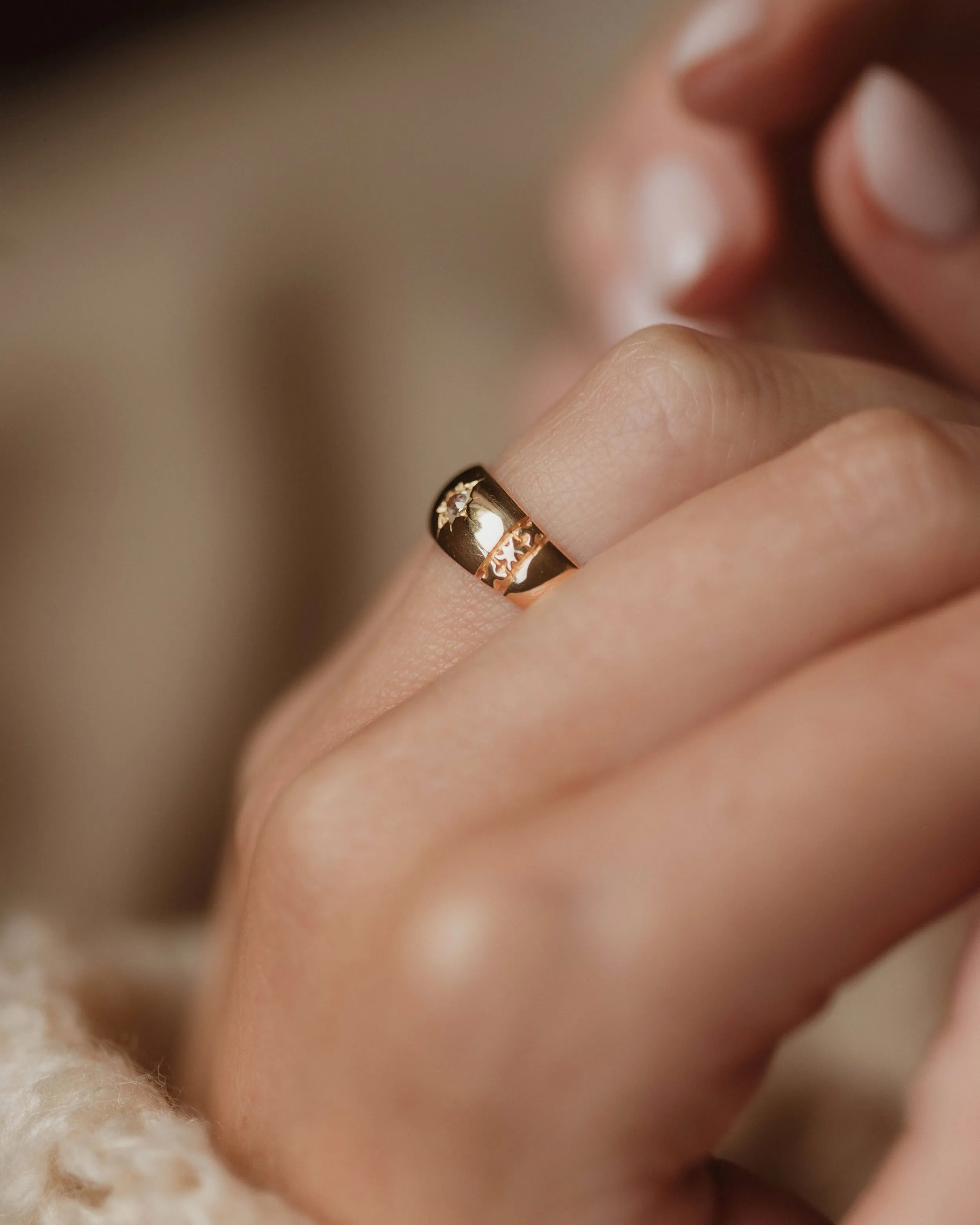 Florence 1892 Antique 18ct Gold Star Set Diamond Single Stone Ring sold by Rock n Rose product image thumbnail 3