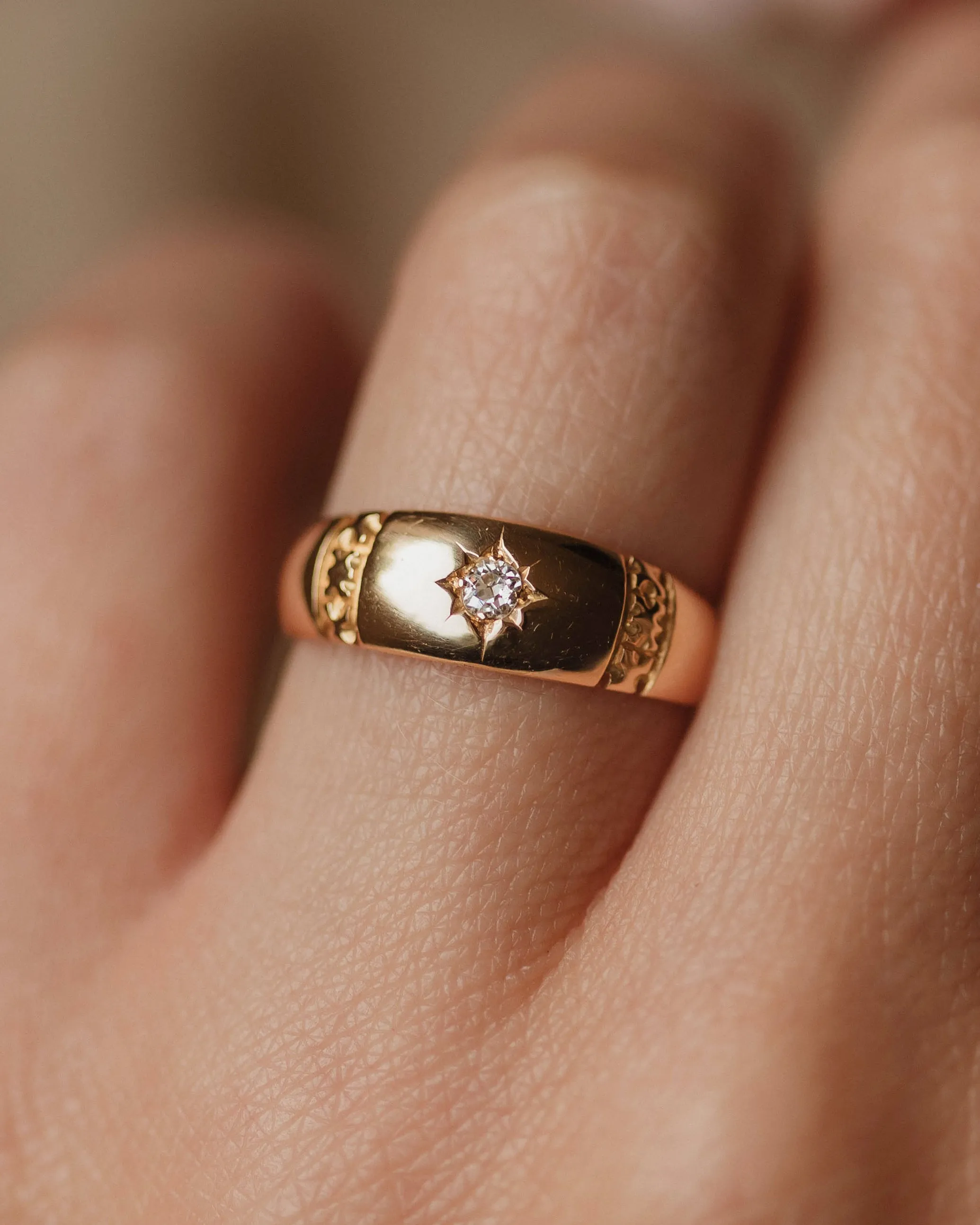 Florence 1892 Antique 18ct Gold Star Set Diamond Single Stone Ring sold by Rock n Rose product image thumbnail 2