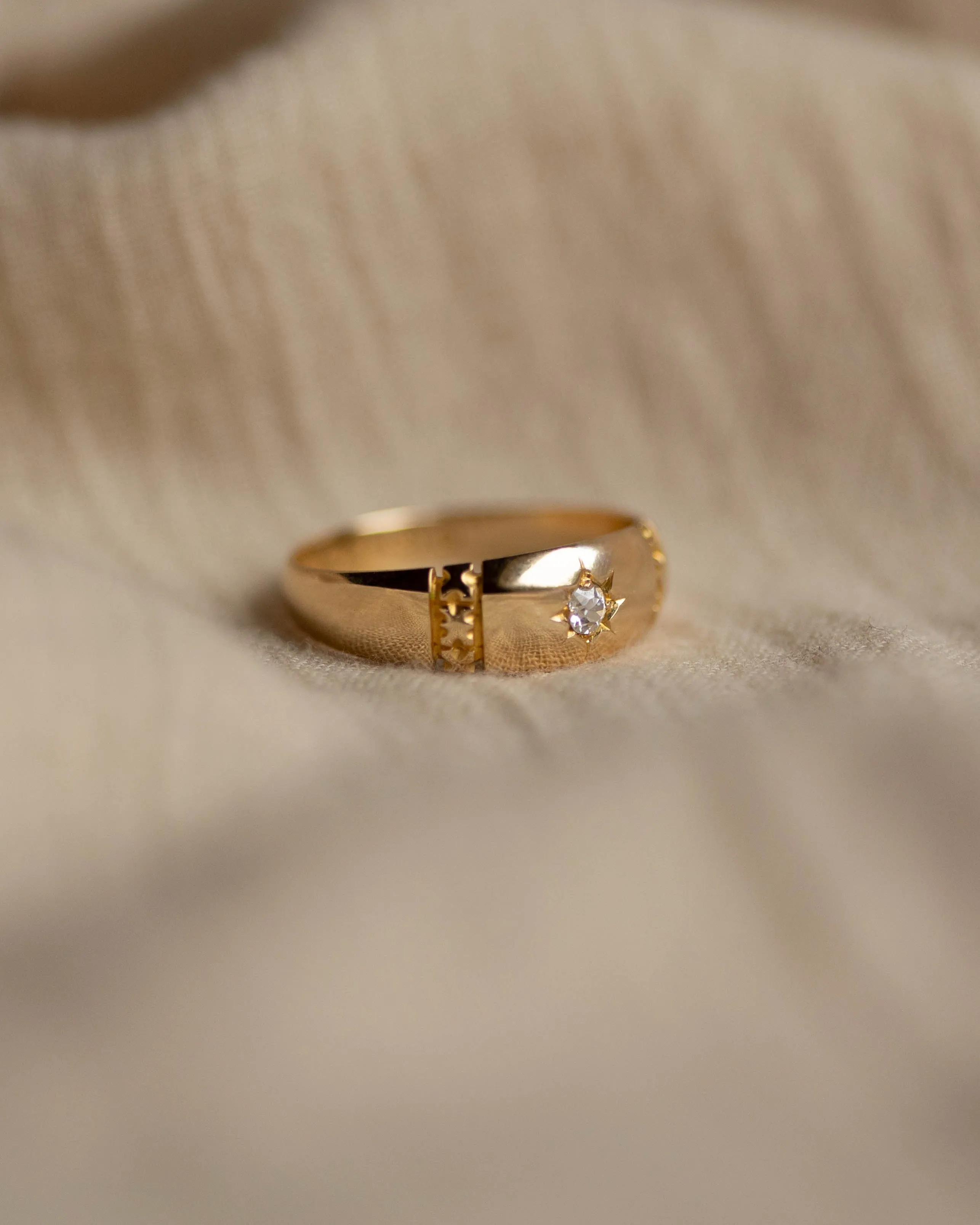 Florence 1892 Antique 18ct Gold Star Set Diamond Single Stone Ring sold by Rock n Rose product image thumbnail 5