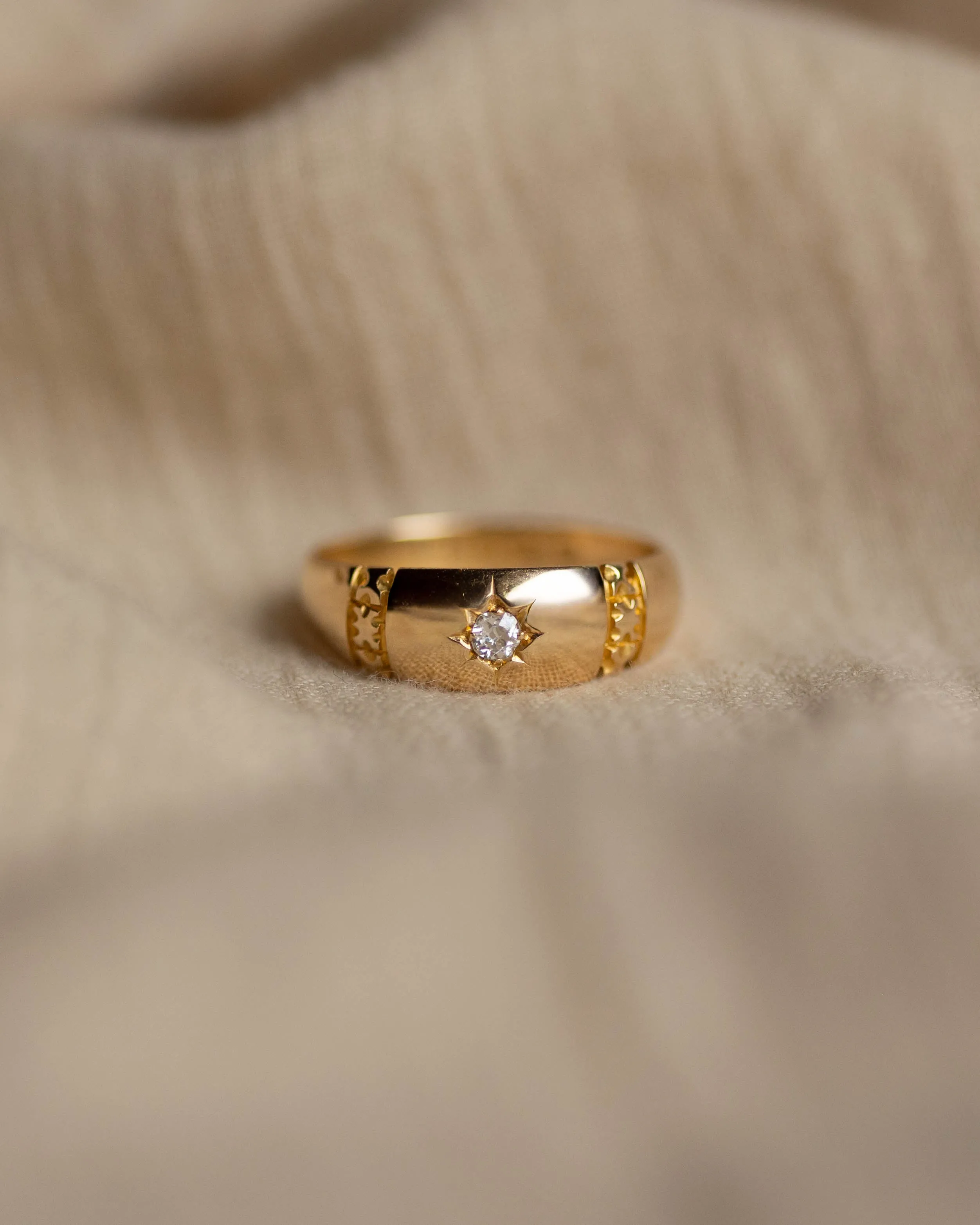 Florence 1892 Antique 18ct Gold Star Set Diamond Single Stone Ring sold by Rock n Rose product image thumbnail 4