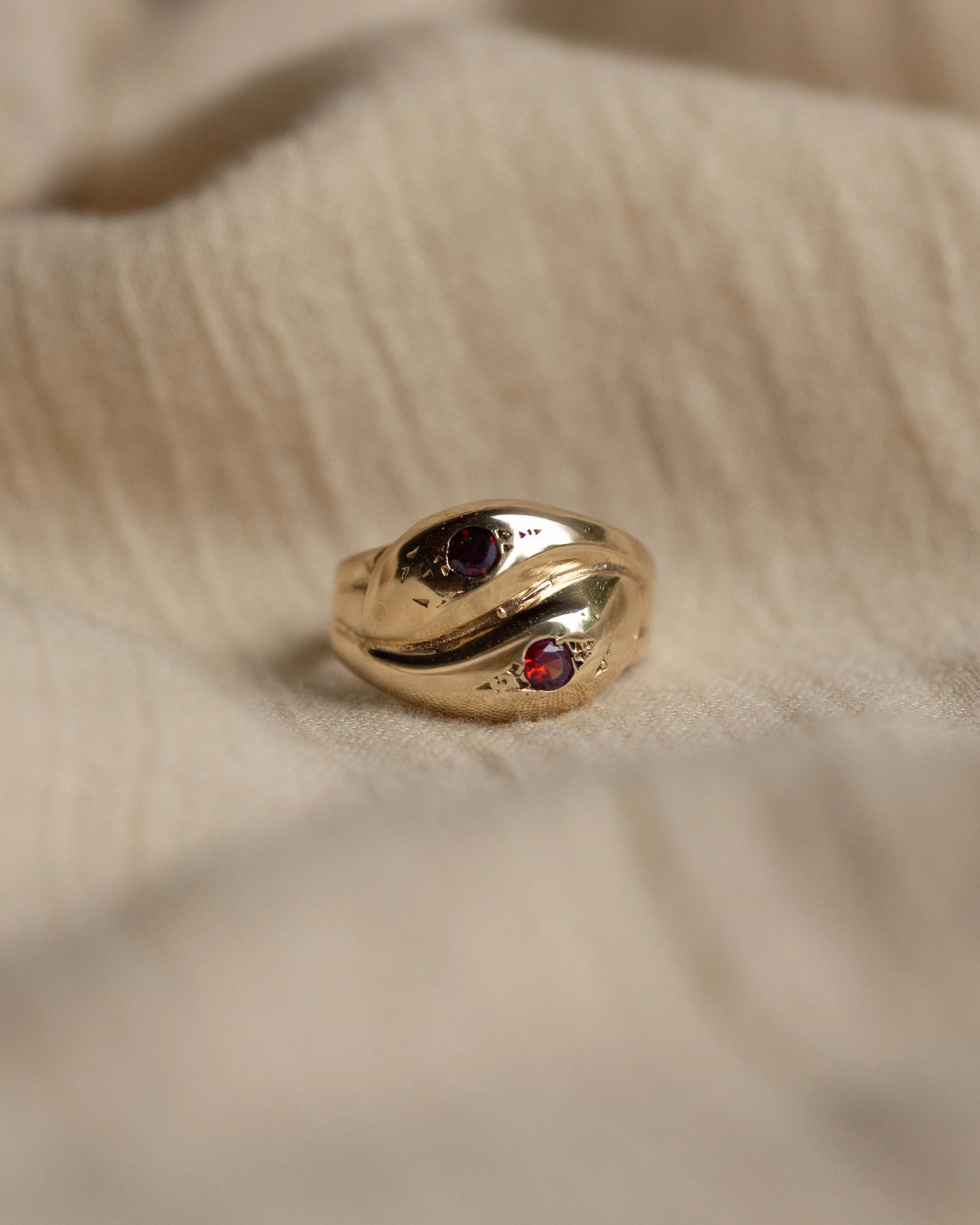 Armande 1963 Vintage 9ct Gold Garnet Double Snake Ring sold by Rock n Rose product image thumbnail 4