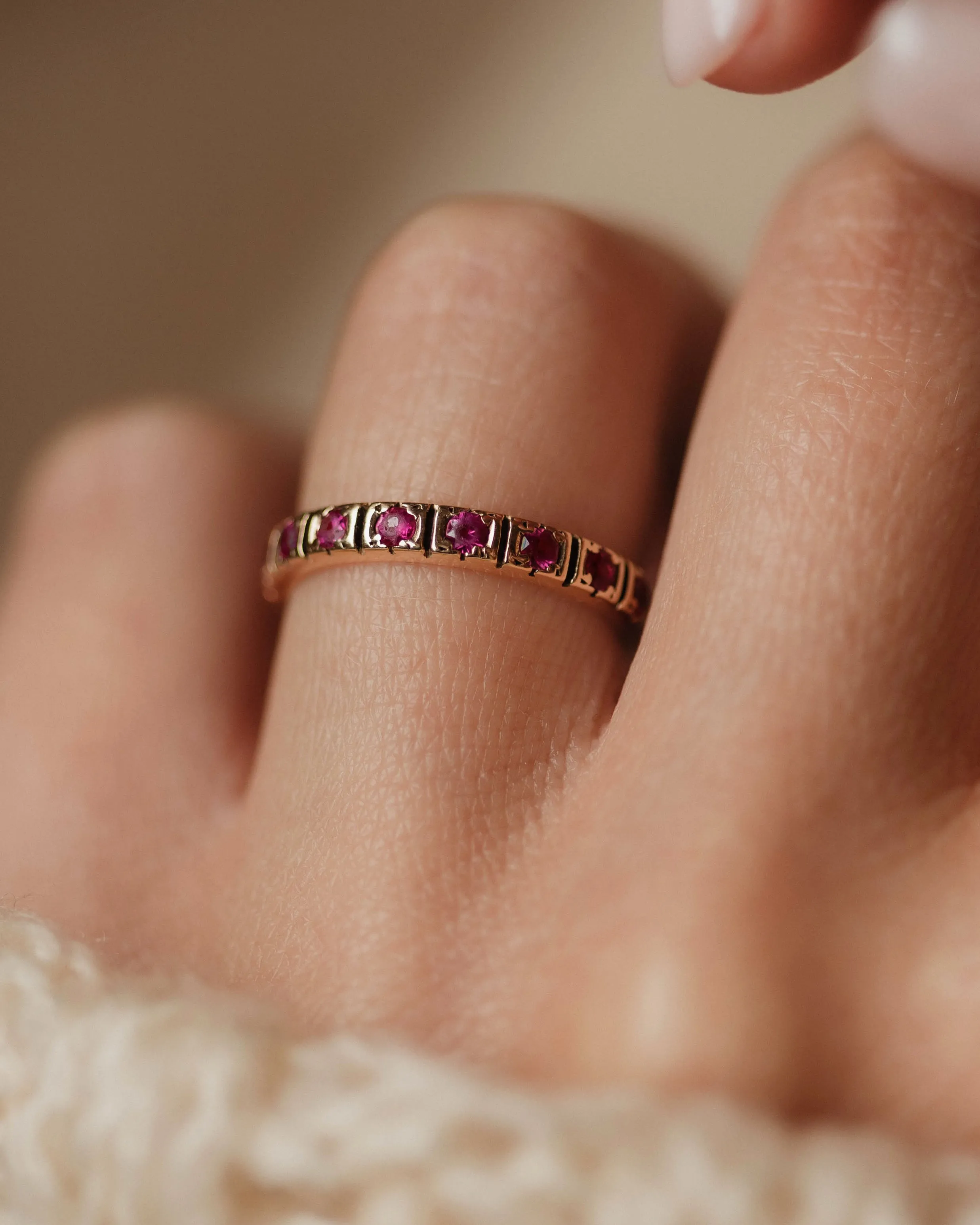 Renata Vintage 9ct Gold Ruby Full Eternity Ring sold by Rock n Rose product image thumbnail 3