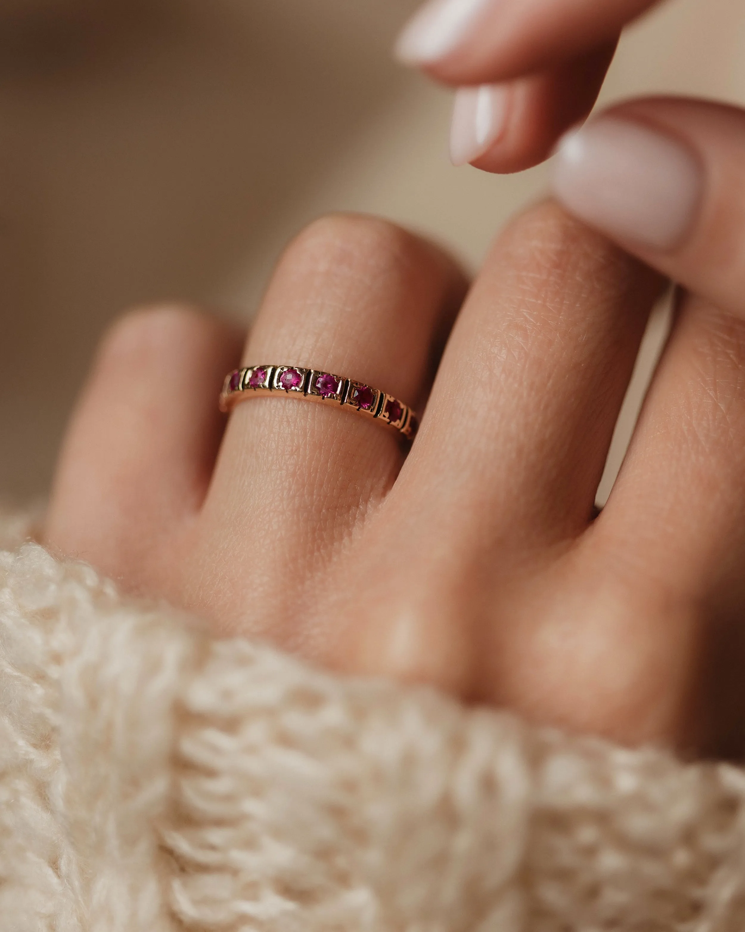 Renata Vintage 9ct Gold Ruby Full Eternity Ring sold by Rock n Rose product image thumbnail 2