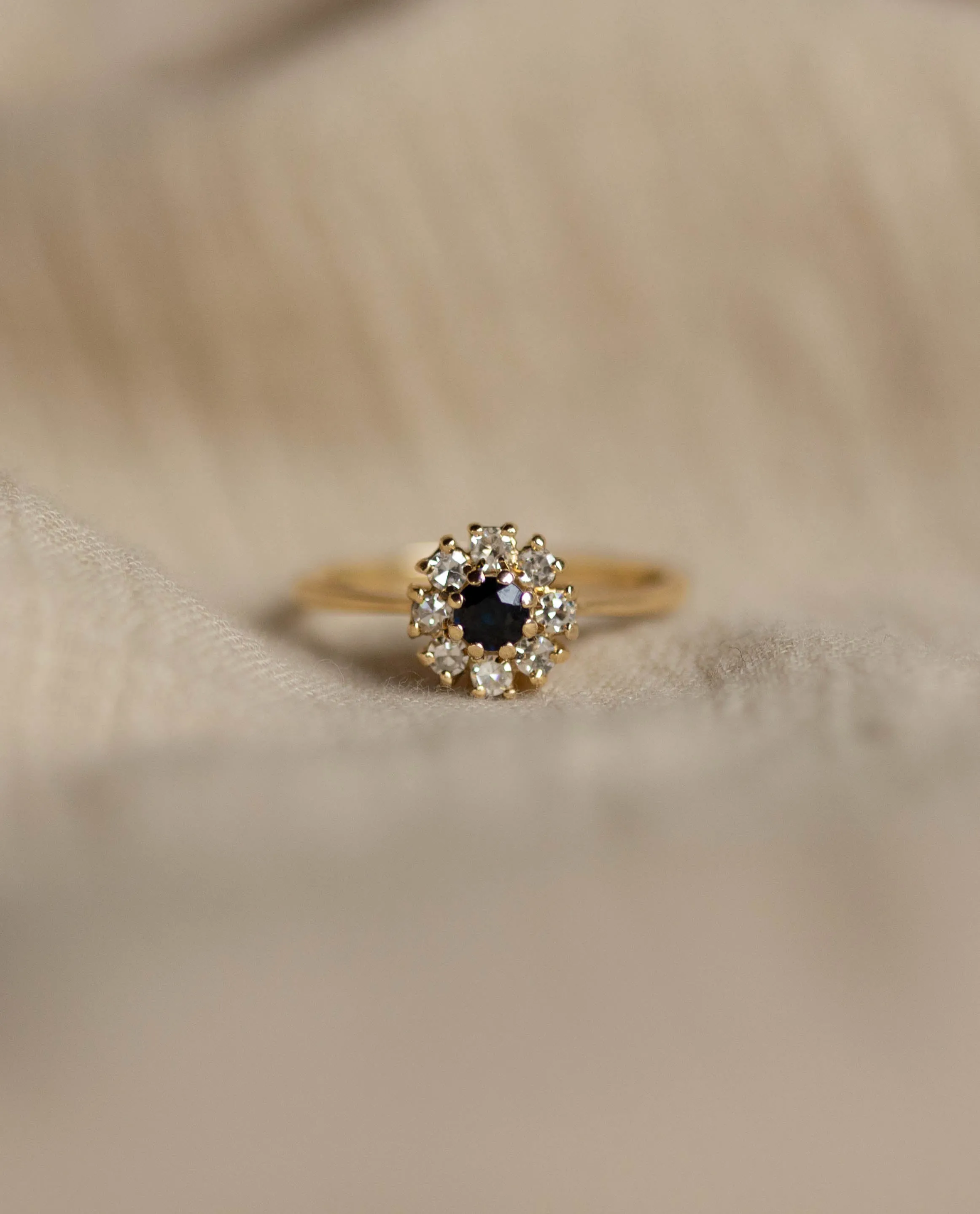 Ines 1982 Vintage 9ct Gold Sapphire & Diamond Cluster Ring sold by Rock n Rose product image thumbnail 4