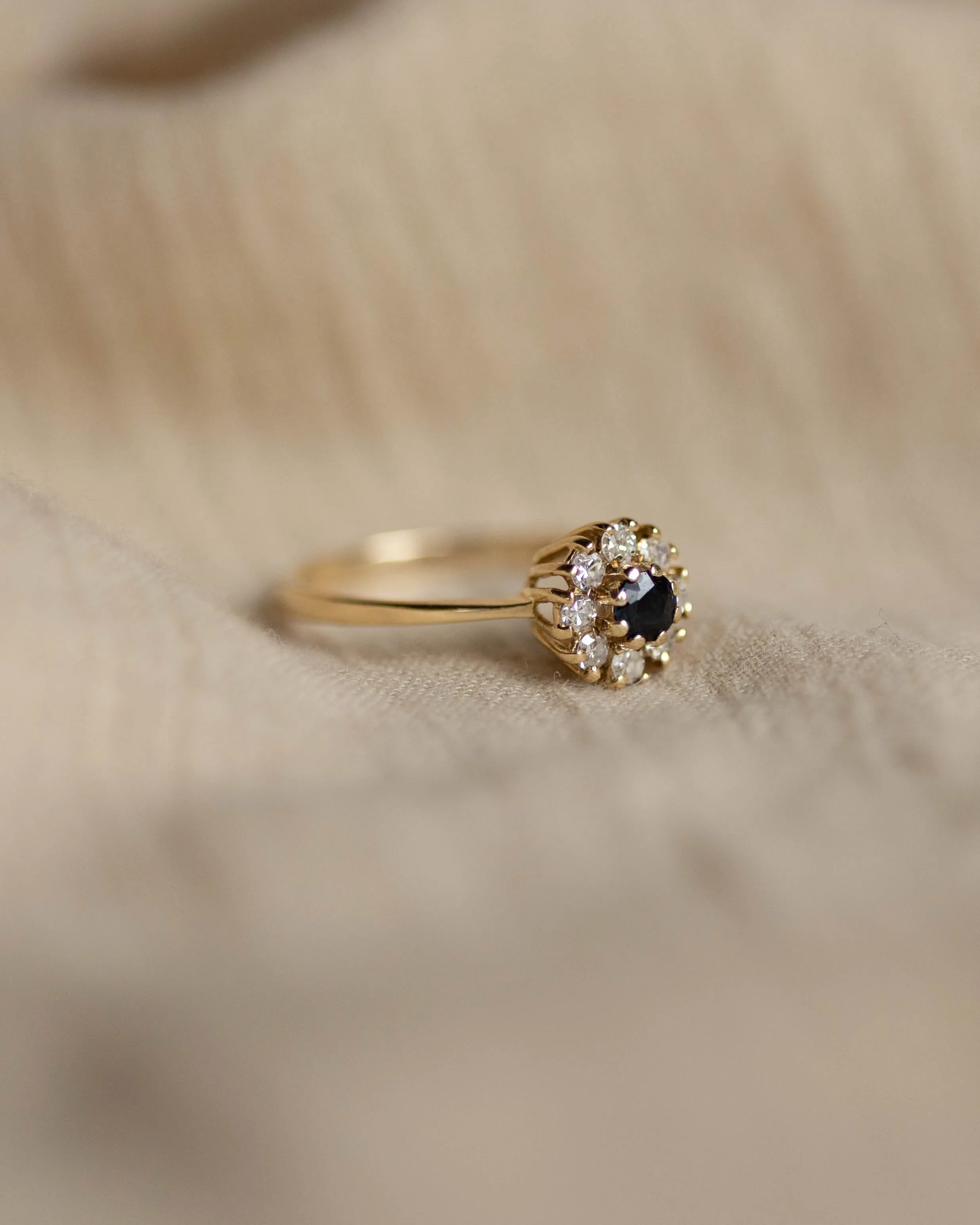 Ines 1982 Vintage 9ct Gold Sapphire & Diamond Cluster Ring sold by Rock n Rose product image thumbnail 5