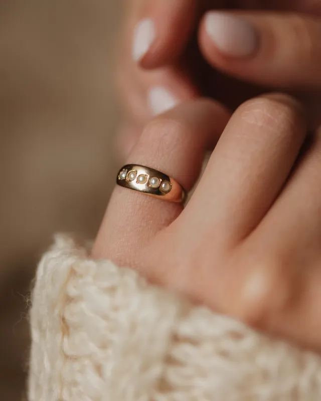 Thomasin Antique 15ct Gold Pearl Five Stone Ring sold by Rock n Rose