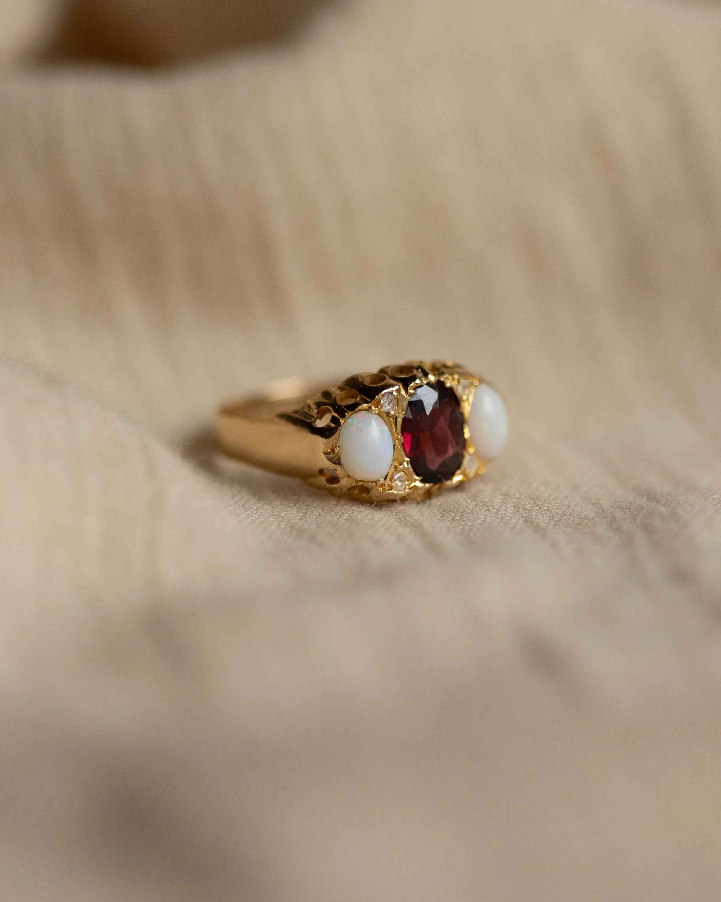 Phillis 1906 Antique 18ct Gold Garnet, Opal & Diamond Ring sold by Rock n Rose product image thumbnail 5