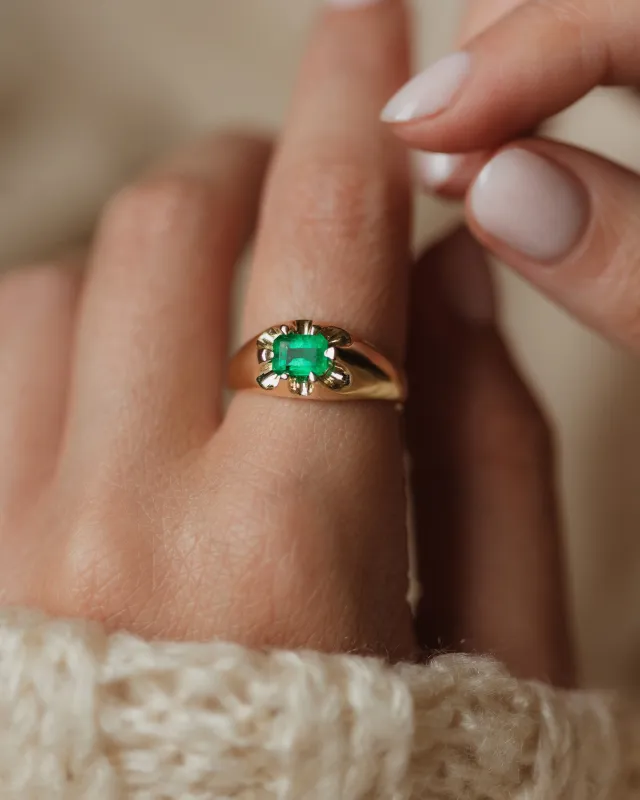 Jennet Vintage 14ct Gold Single Stone Emerald Ring sold by Rock n Rose