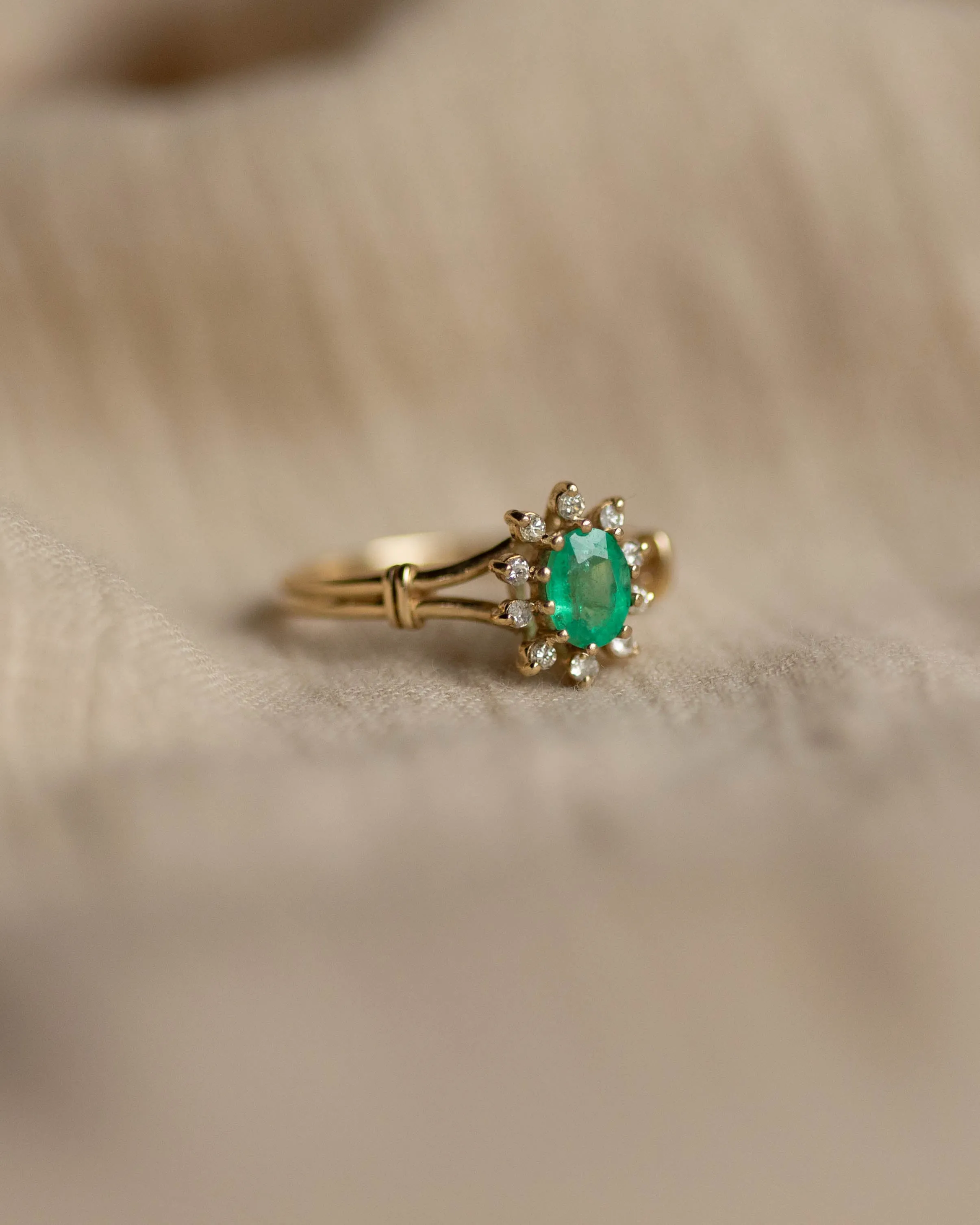 Joyce Vintage 9ct Gold Emerald & Diamond Cluster Ring sold by Rock n Rose product image thumbnail 5