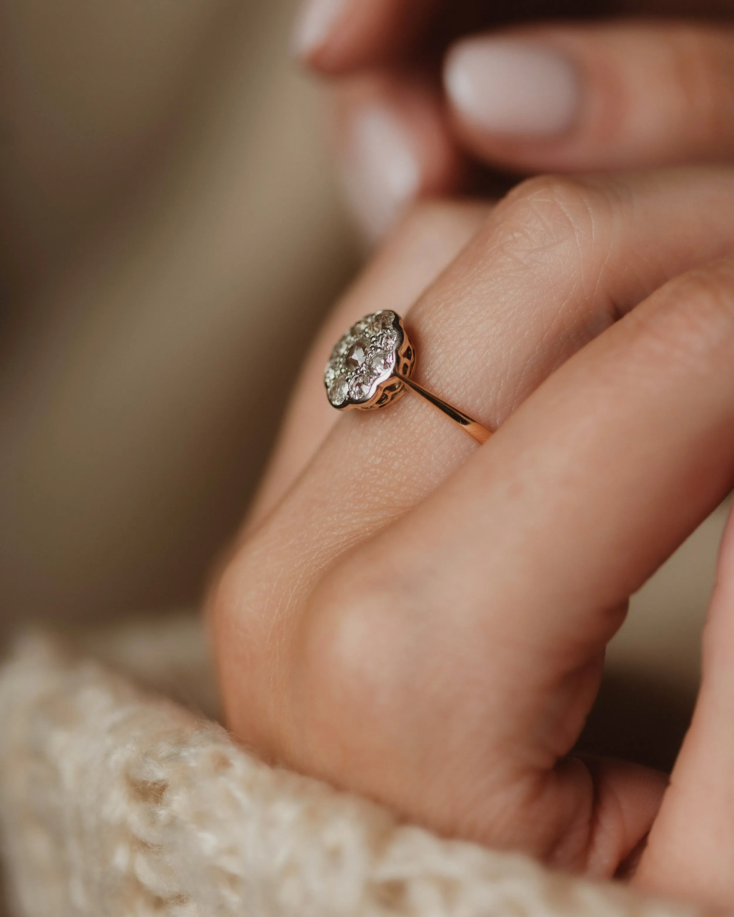 Anouk Antique 18ct Gold Diamond Daisy Cluster Ring sold by Rock n Rose product image thumbnail 3