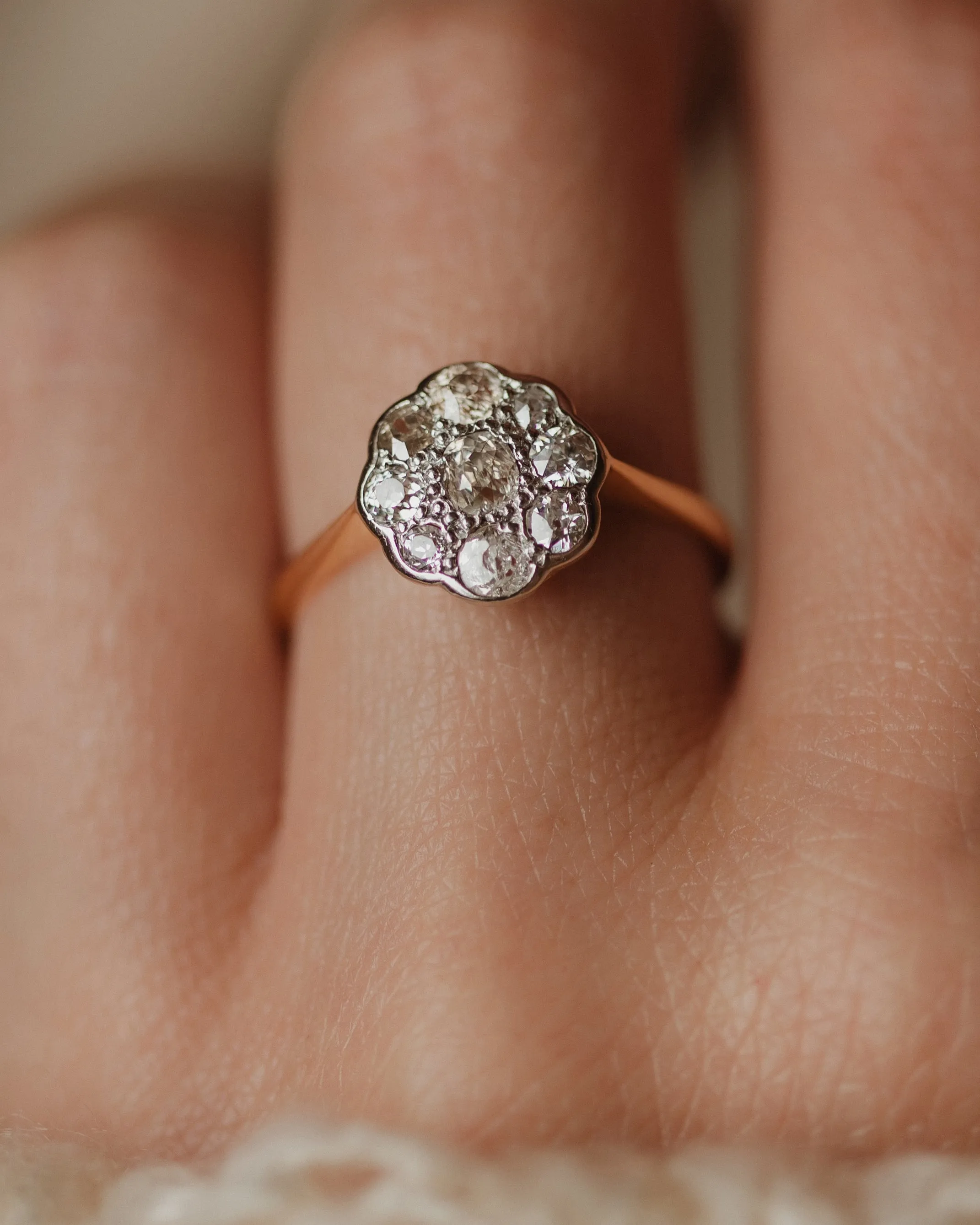 Anouk Antique 18ct Gold Diamond Daisy Cluster Ring sold by Rock n Rose product image thumbnail 2