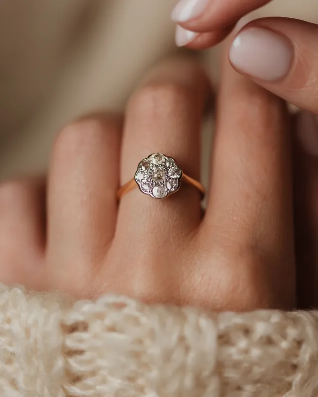 Anouk Antique 18ct Gold Diamond Daisy Cluster Ring sold by Rock n Rose