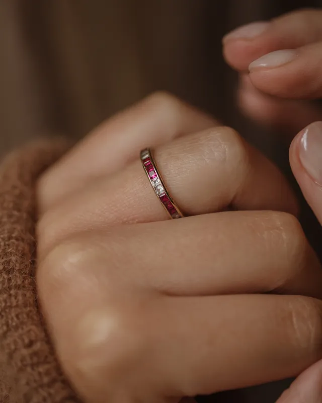 Alexandra Antique Art Deco 9ct Gold Paste Eternity Ring sold by Rock n Rose