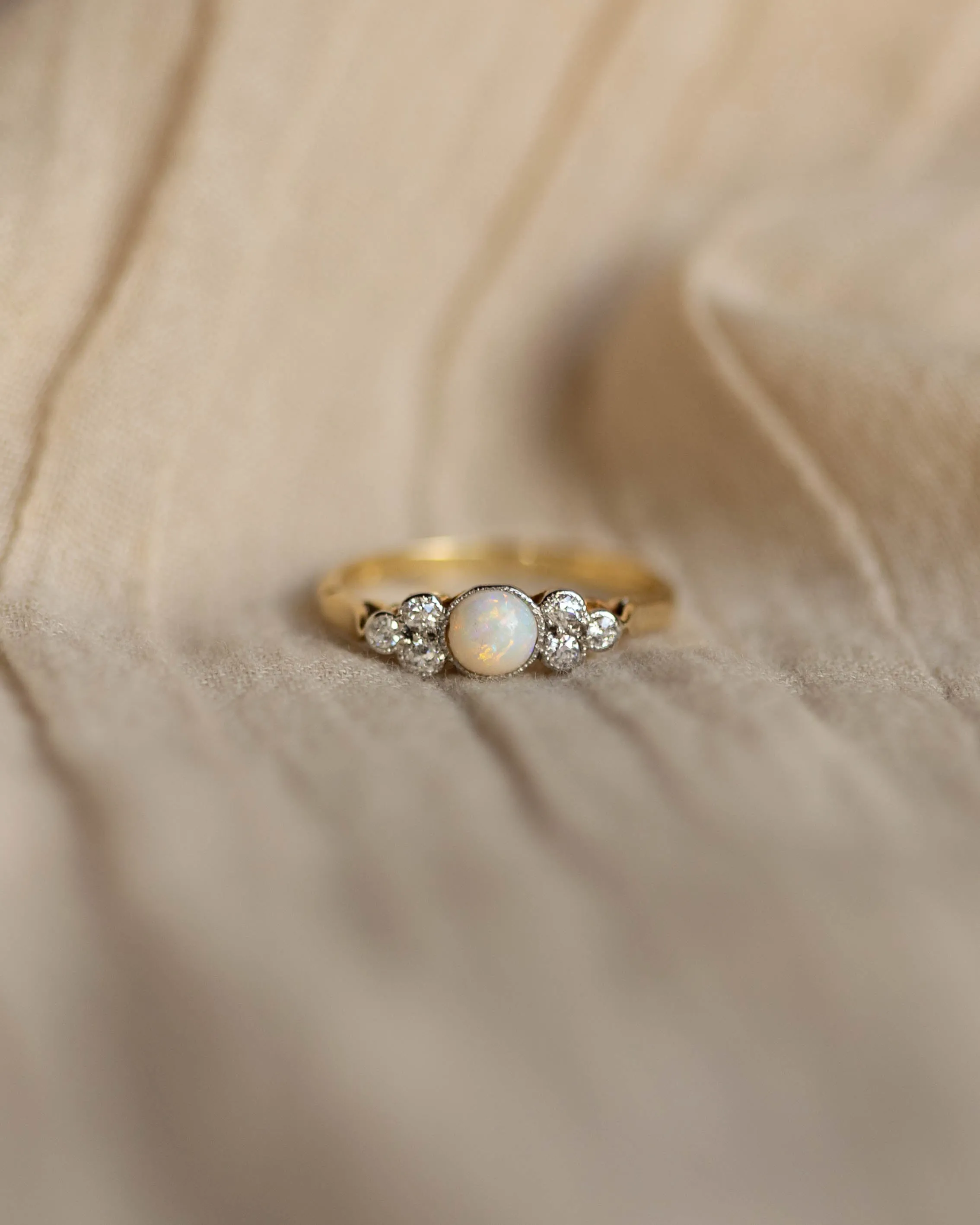 Henriette Antique 18ct Gold Opal & Diamond Seven Stone Ring sold by Rock n Rose product image thumbnail 4