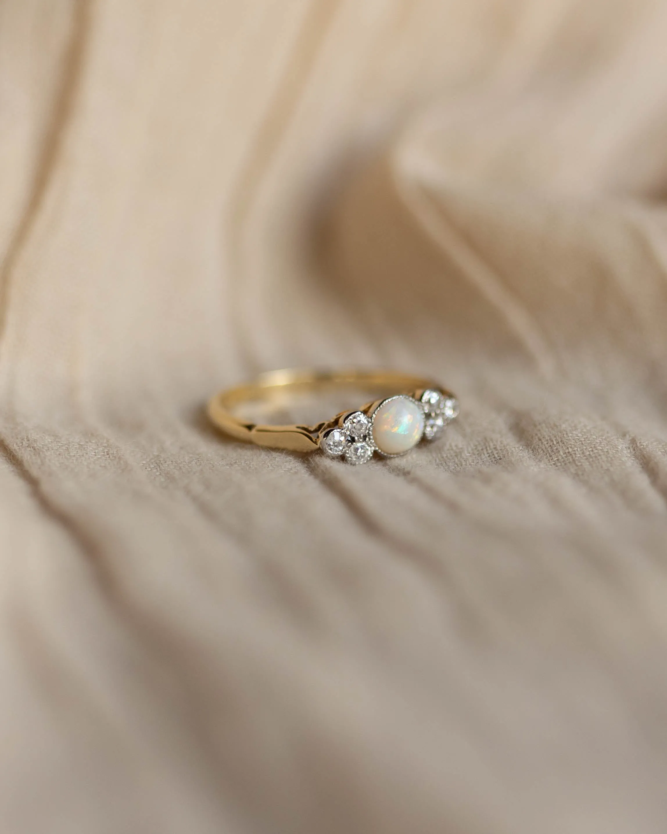 Henriette Antique 18ct Gold Opal & Diamond Seven Stone Ring sold by Rock n Rose product image thumbnail 5