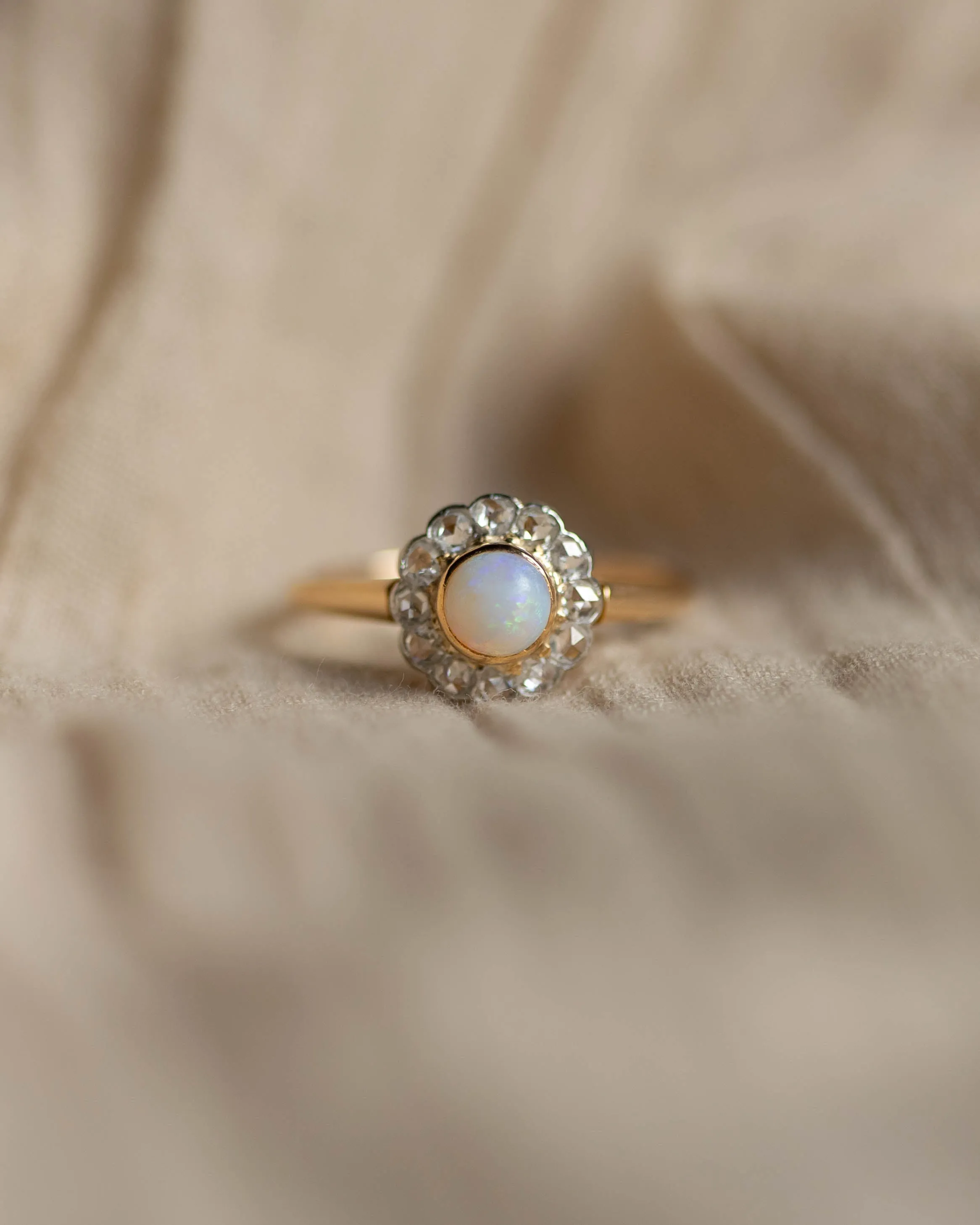 Berthe Antique 18ct Gold Opal & Diamond Cluster Ring sold by Rock n Rose product image thumbnail 4