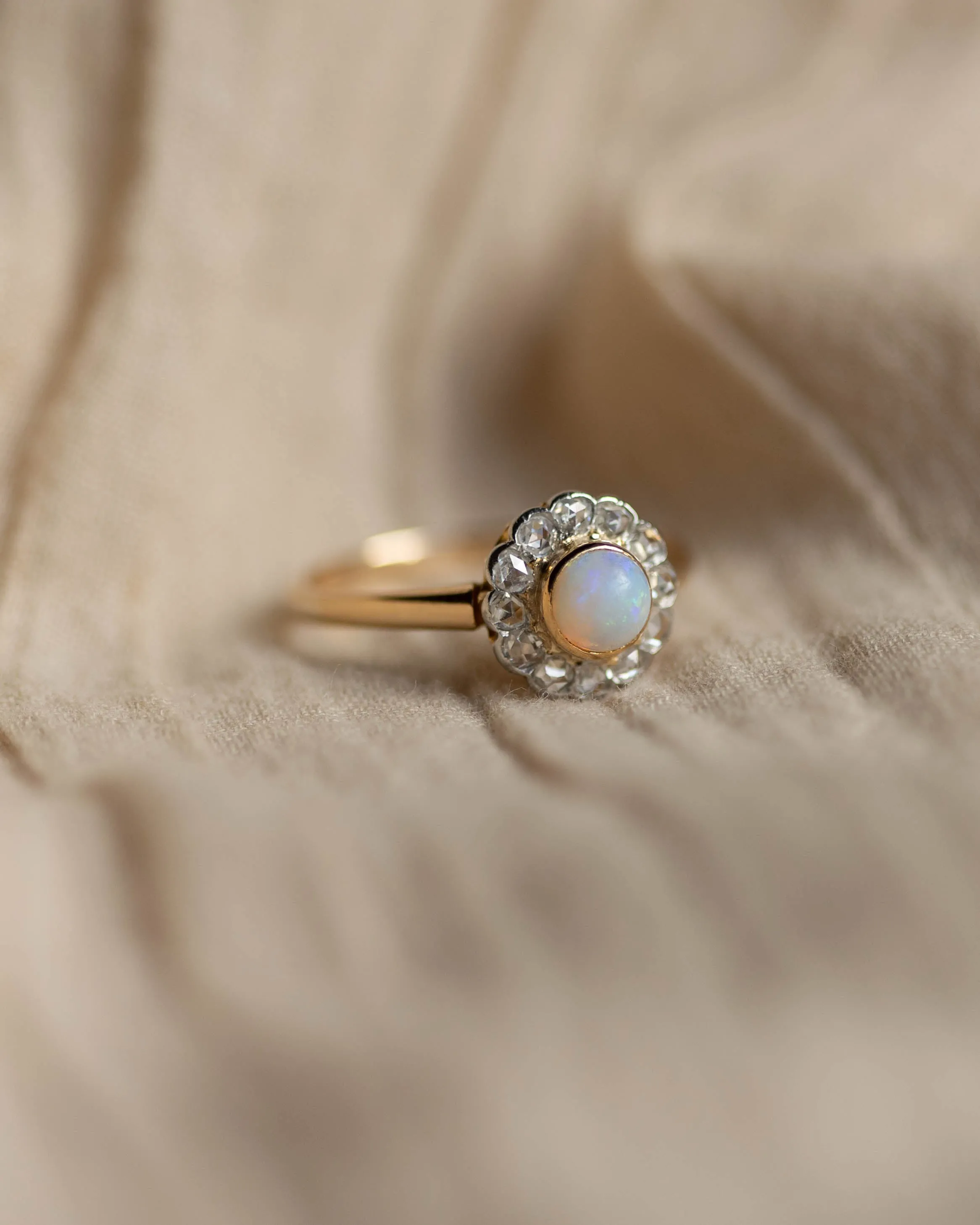 Berthe Antique 18ct Gold Opal & Diamond Cluster Ring sold by Rock n Rose product image thumbnail 5