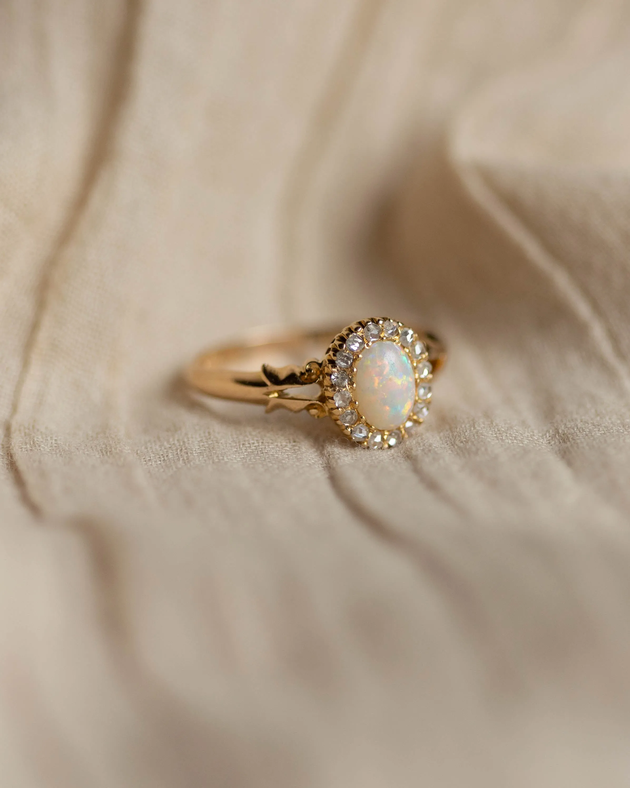 Ottilie 1902 Antique 18ct Gold Opal & Diamond Cluster Ring sold by Rock n Rose product image thumbnail 5