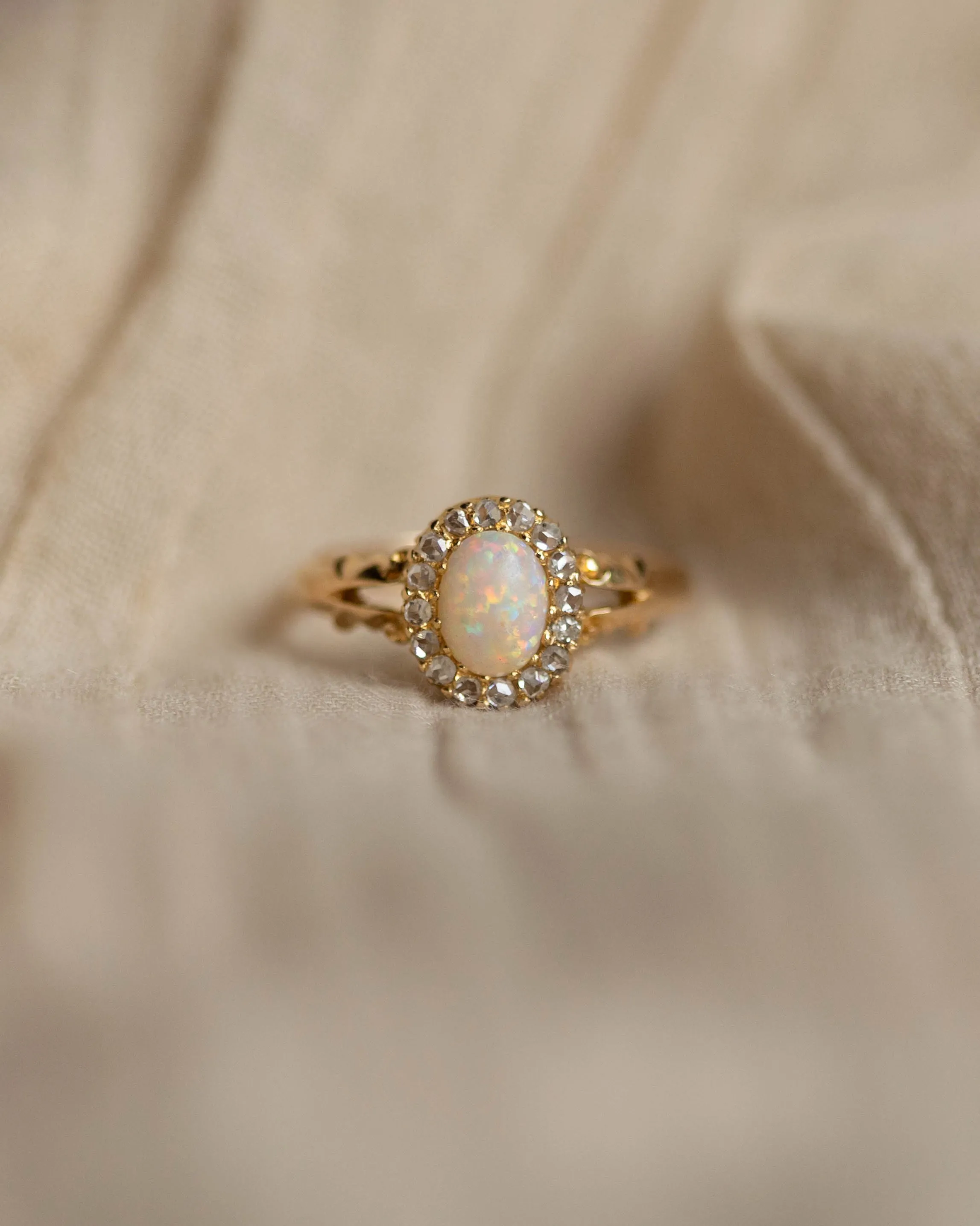 Ottilie 1902 Antique 18ct Gold Opal & Diamond Cluster Ring sold by Rock n Rose