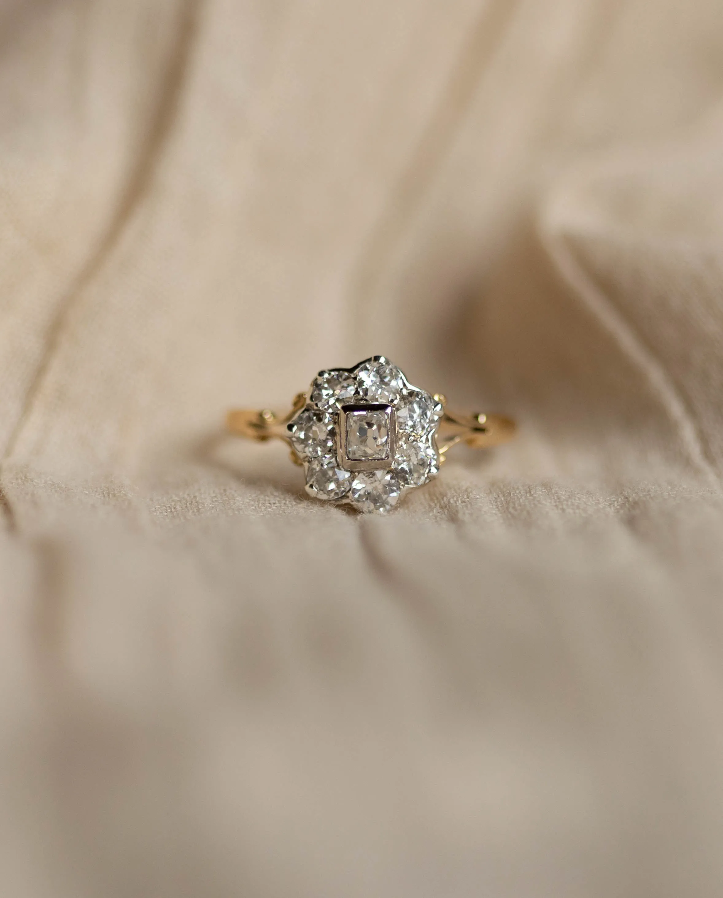 Clotilde Antique 15ct Gold Diamond Cluster Ring sold by Rock n Rose product image thumbnail 4