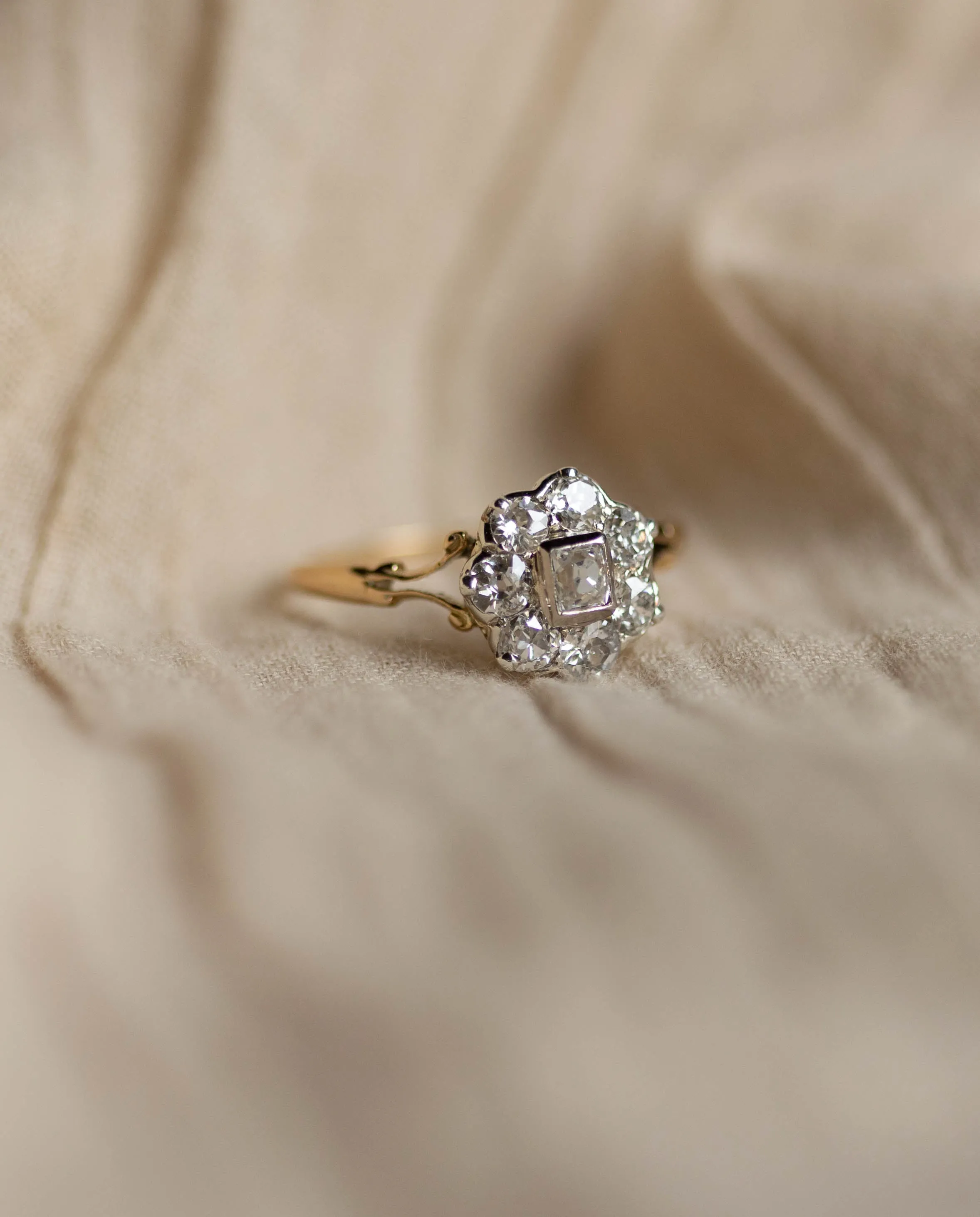 Clotilde Antique 15ct Gold Diamond Cluster Ring sold by Rock n Rose product image thumbnail 5