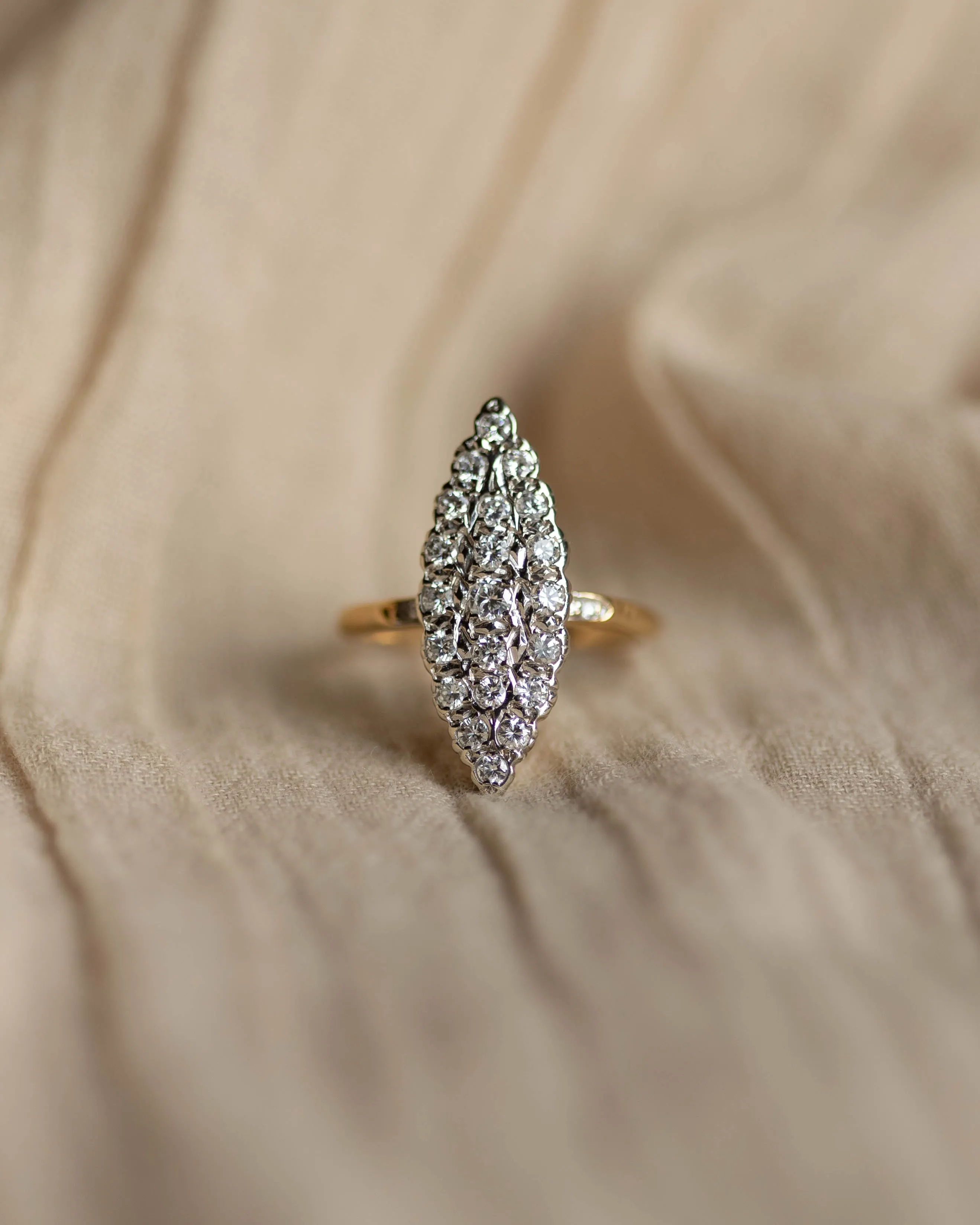Valentina Vintage 18ct Gold Diamond Marquise Cluster Ring sold by Rock n Rose product image thumbnail 4