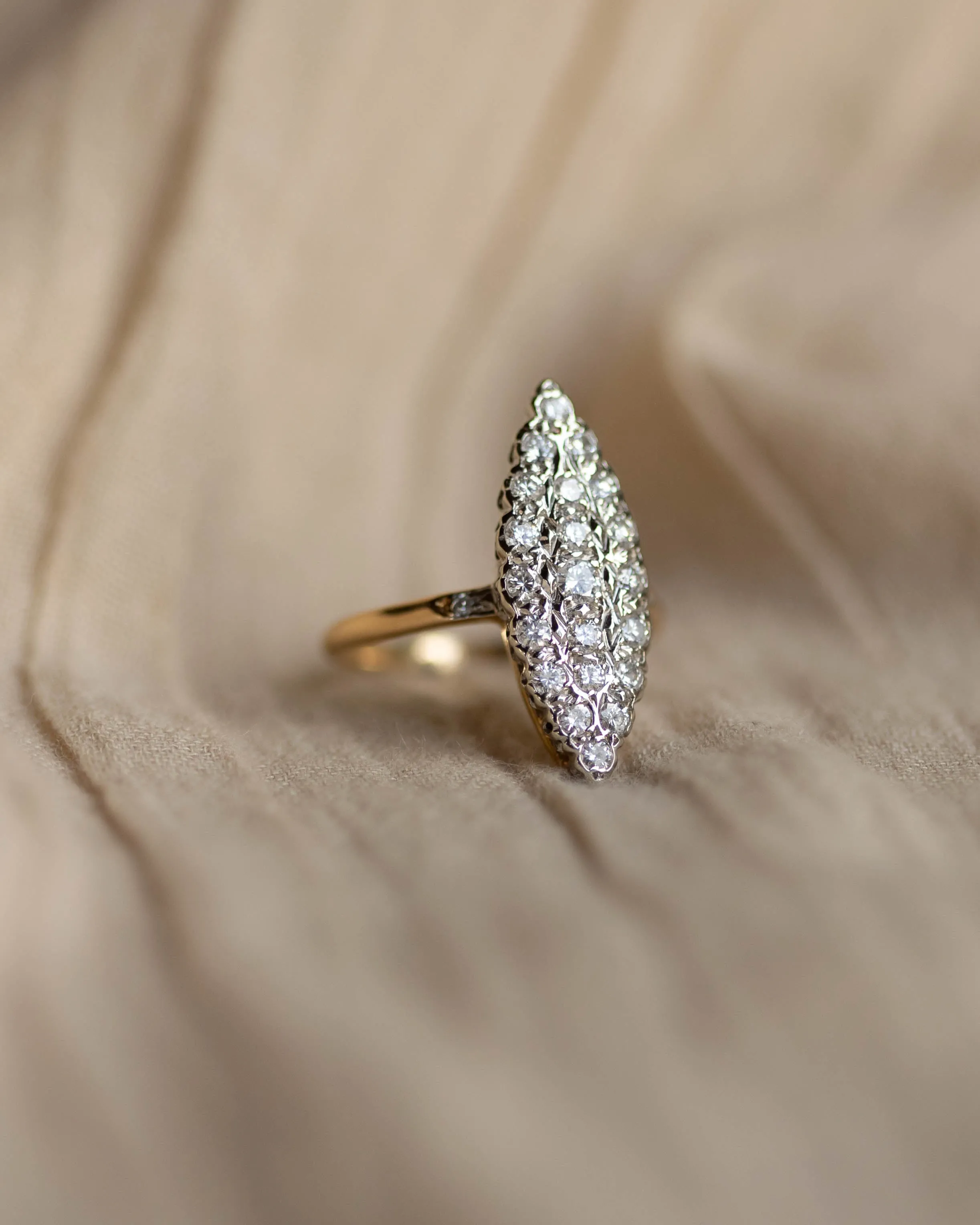 Valentina Vintage 18ct Gold Diamond Marquise Cluster Ring sold by Rock n Rose product image thumbnail 5