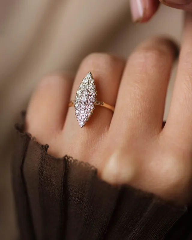 Valentina Vintage 18ct Gold Diamond Marquise Cluster Ring sold by Rock n Rose