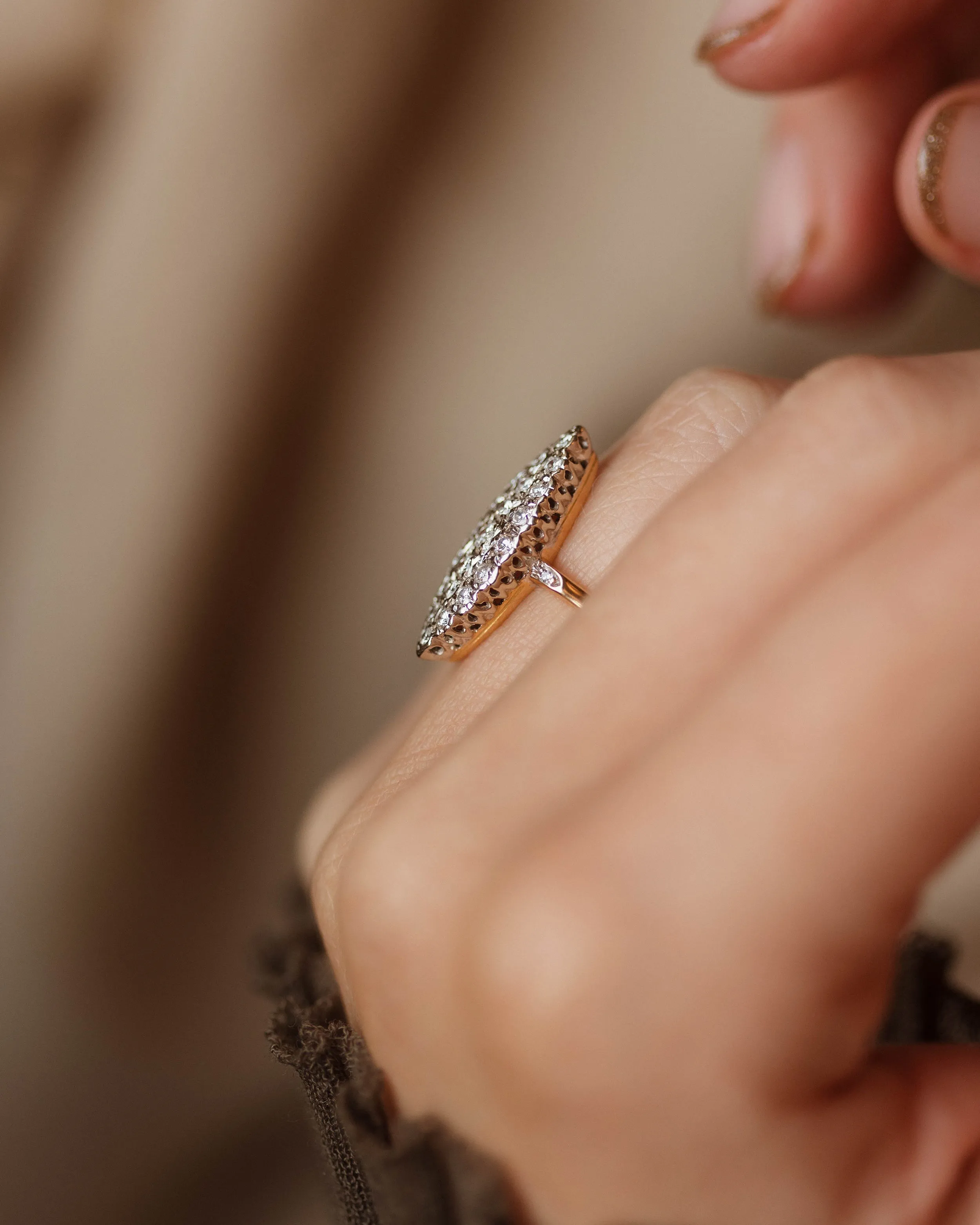 Valentina Vintage 18ct Gold Diamond Marquise Cluster Ring sold by Rock n Rose product image thumbnail 3