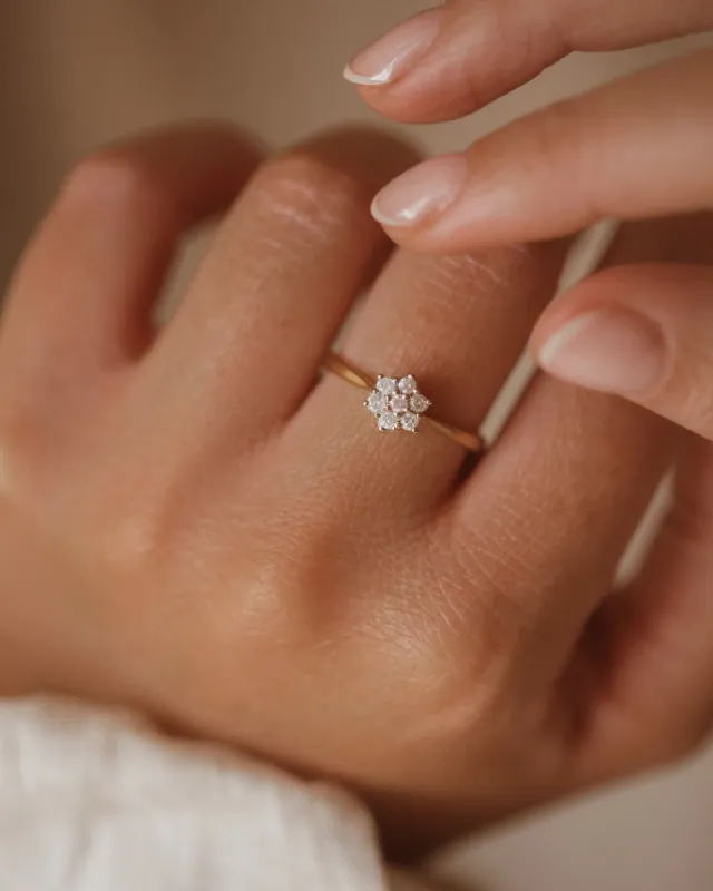 Helene Vintage 9ct Gold Diamond Cluster Ring sold by Rock n Rose